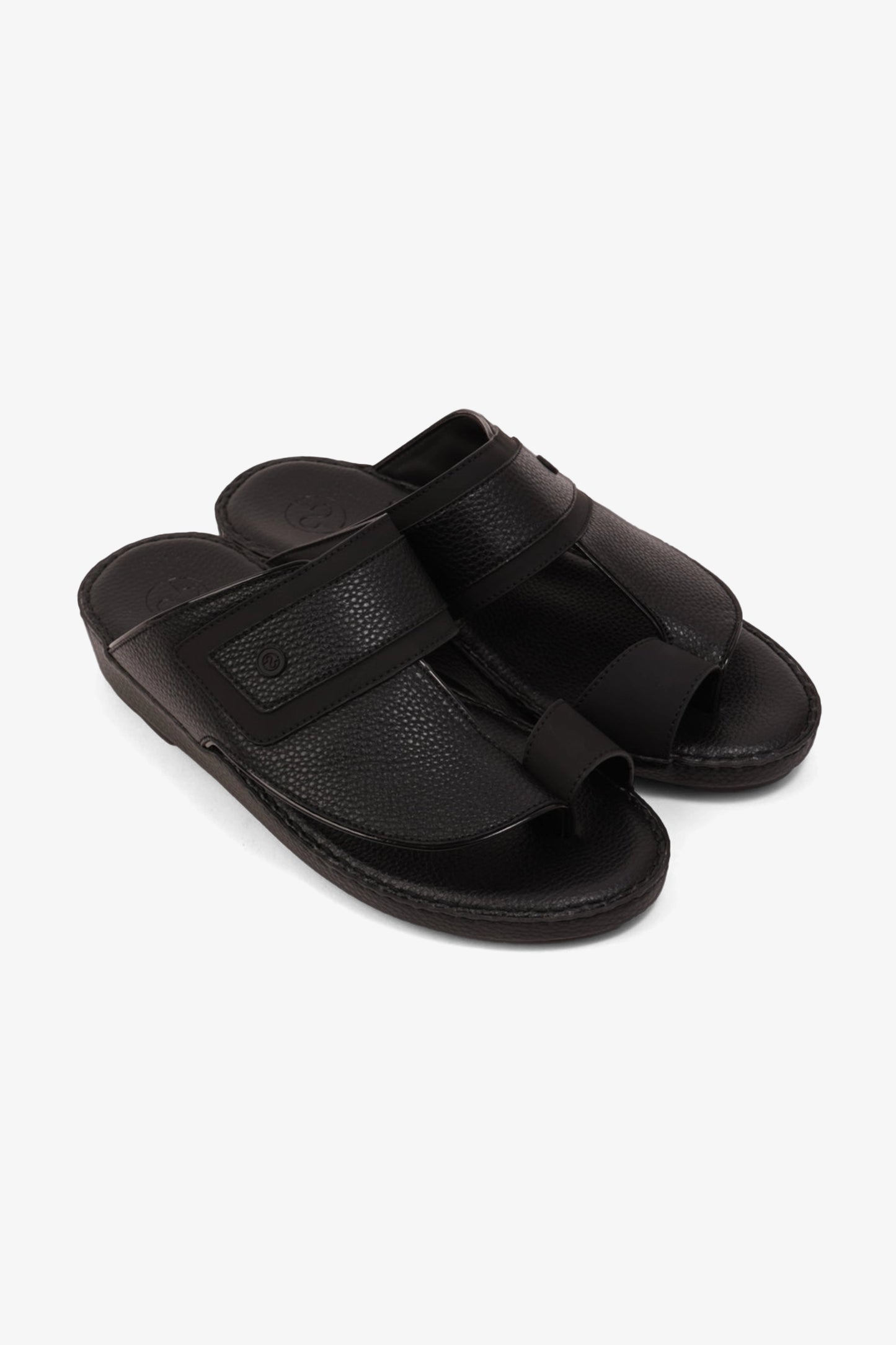 COMFORT PLUS LEATHER SANDALS WITH COMFORTABLE FOOTBED BLACK - Seventy7