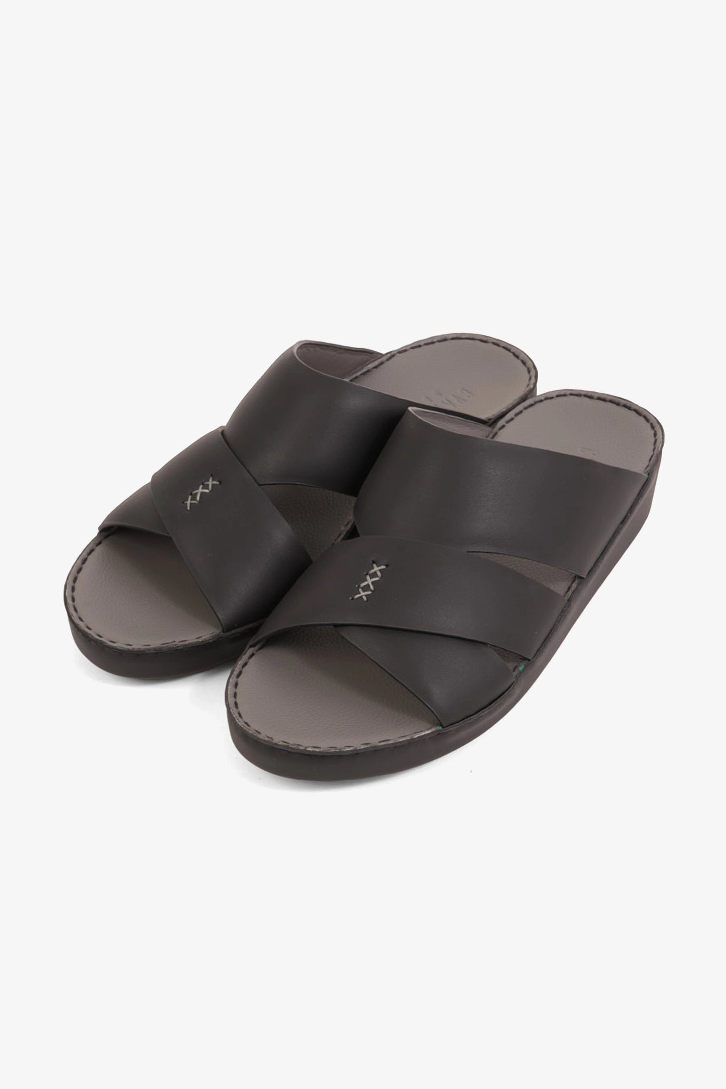 UOMO CAVALIER MEN'S ELITE LEATHER ARABIC SANDALS BLACK - Seventy7