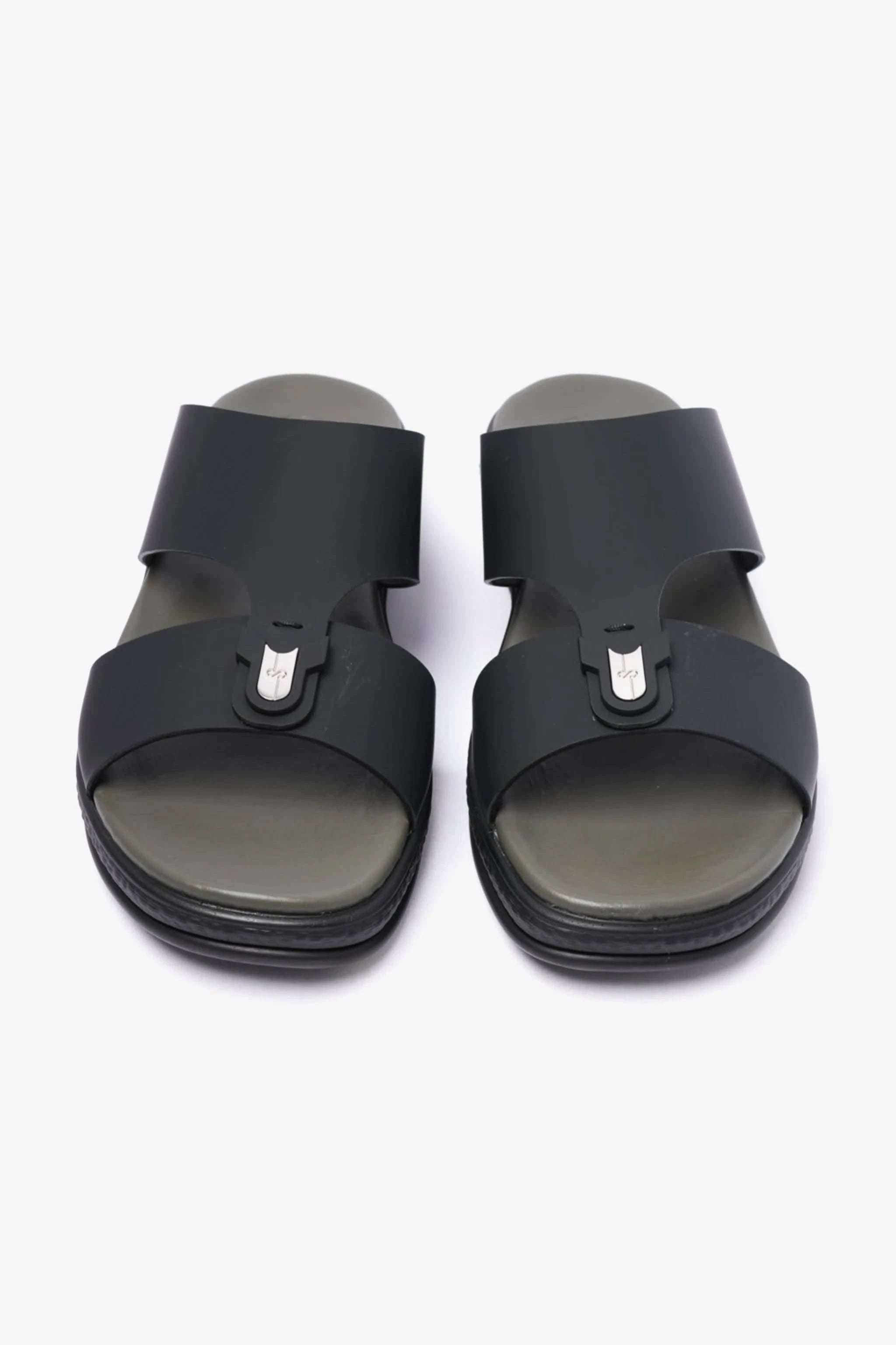 COMFORT PLUS MENS LEATHER SANDALS BLACK - Seventy7