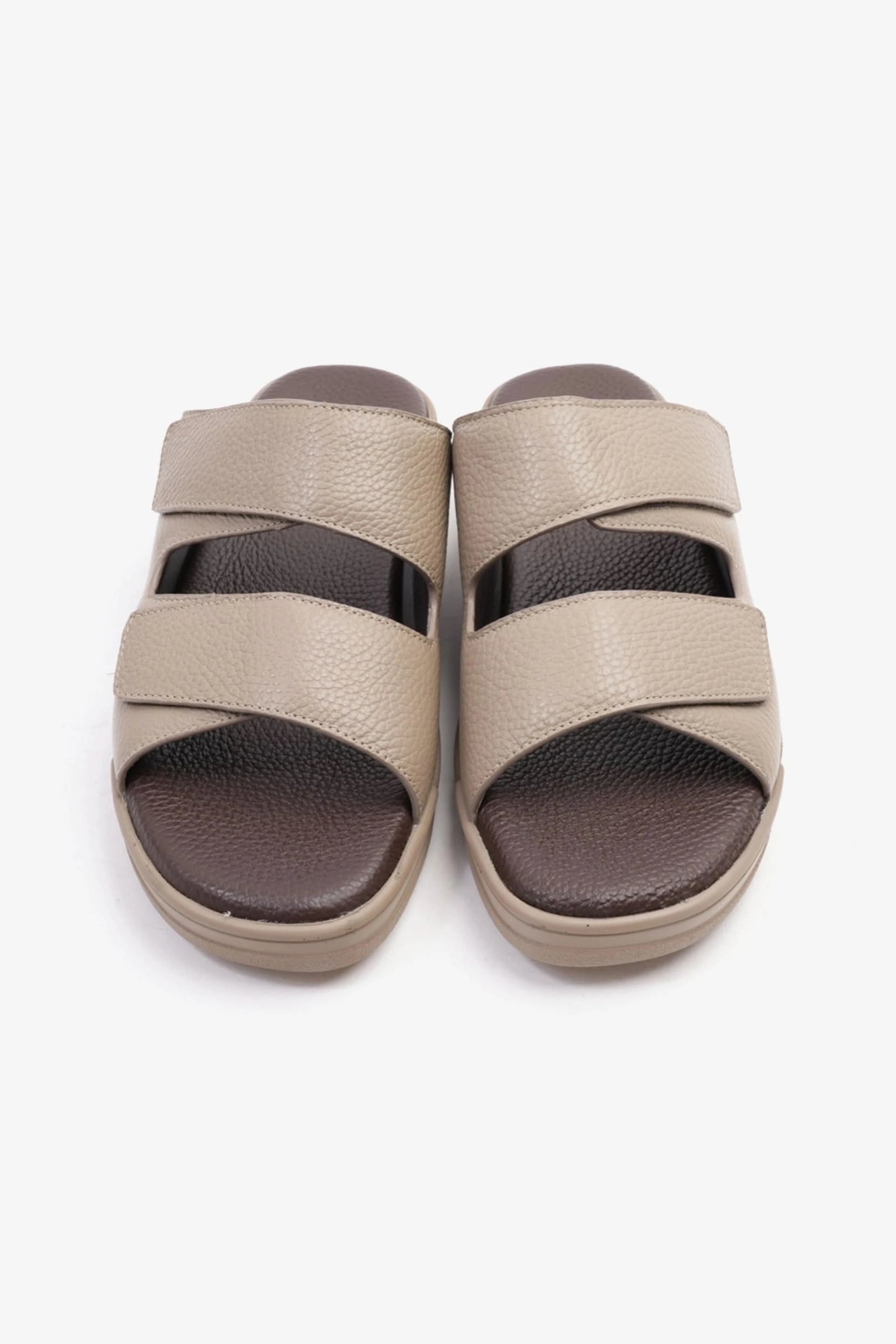 UOMO CAVALIER MEN'S LEATHER SANDALS, COMFORTABLE FOOTBED, SUMMER WEAR, VERSATILE STONE - Seventy7