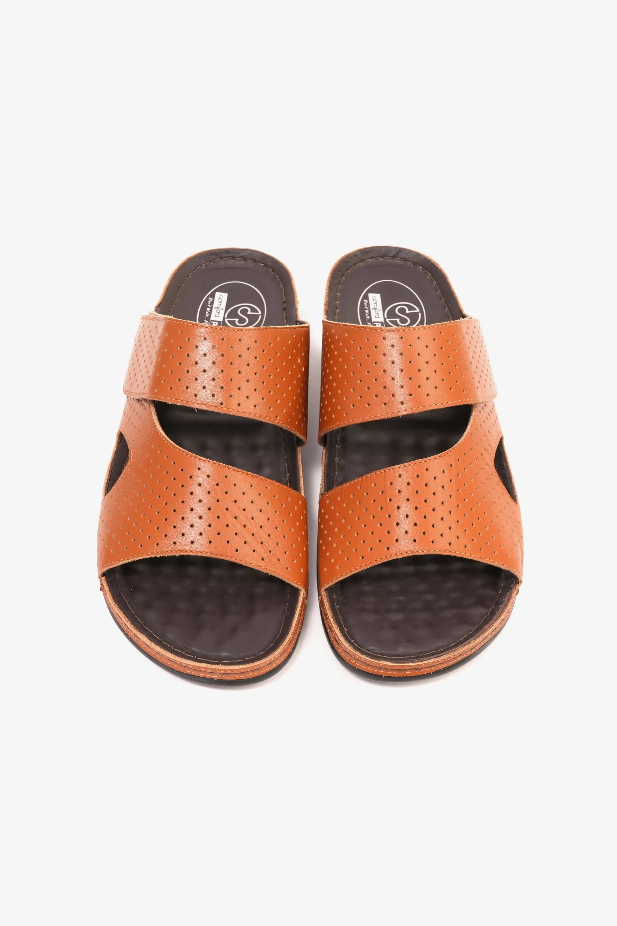 Comfort Plus Men's Al Waha Textured Slip-On Arabic Sandals Tan - Seventy7