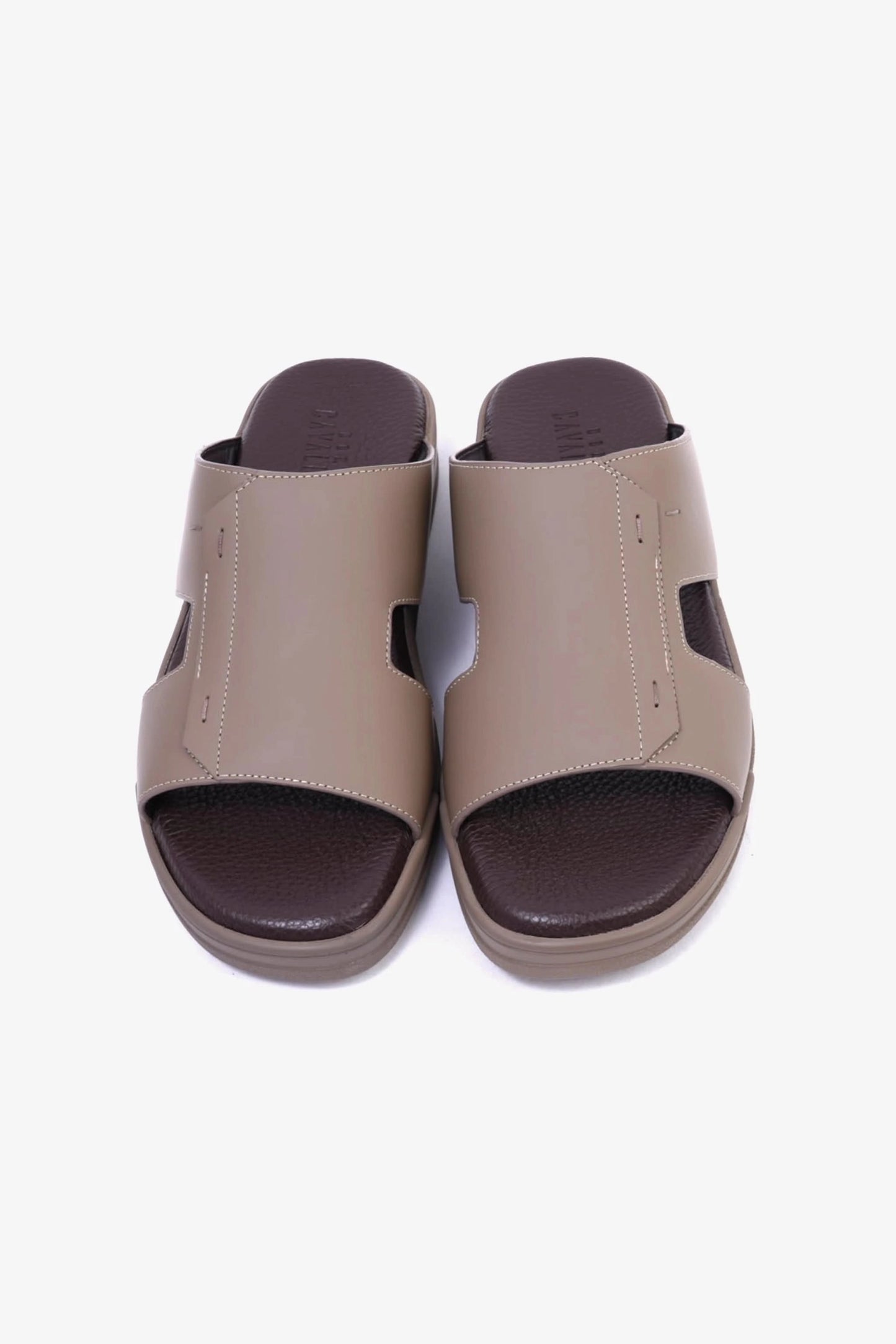 UOMO CAVALIER Men's Leather Slide Sandals with Cushioned Footbed Stone - Seventy7