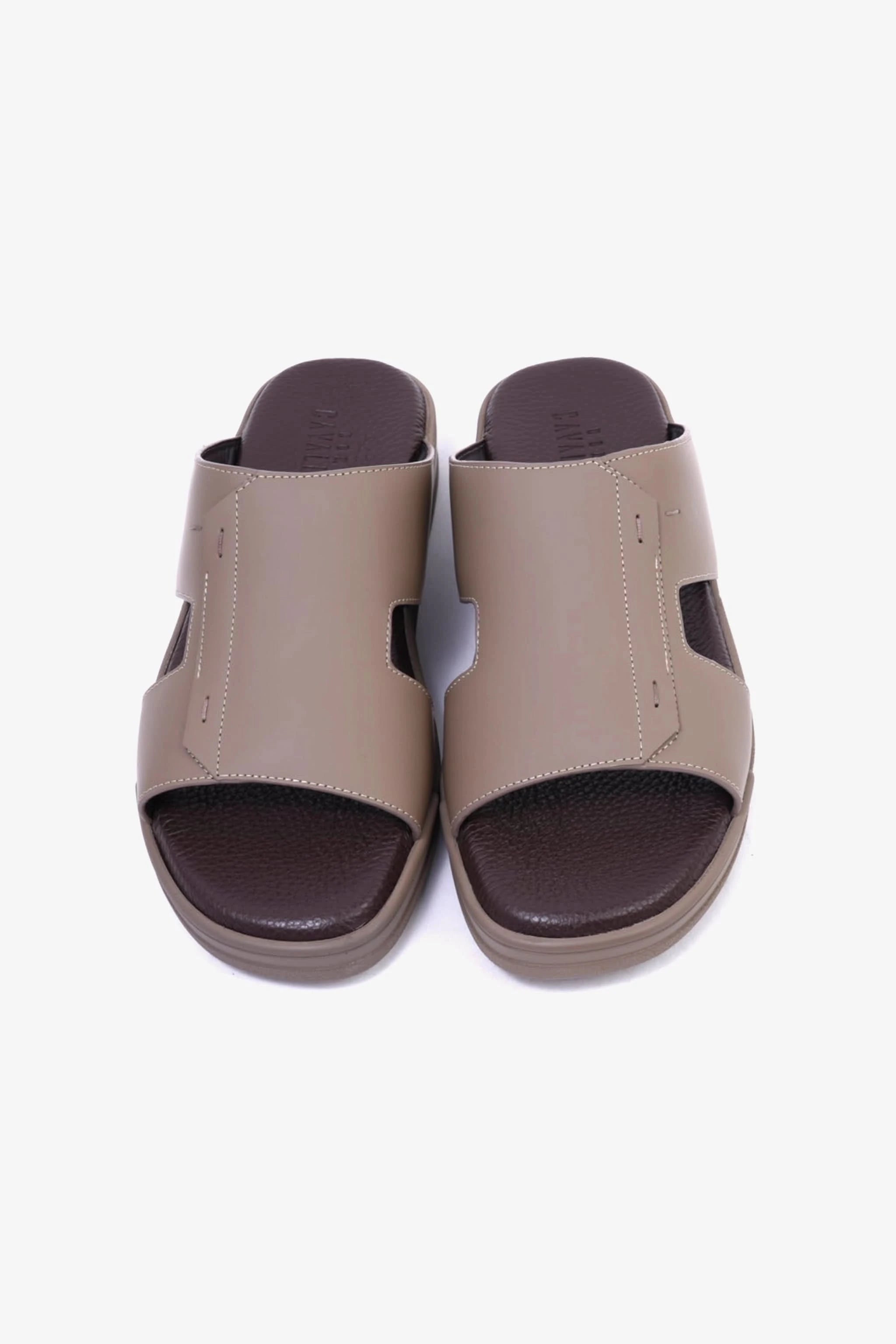 UOMO CAVALIER Men's Leather Slide Sandals with Cushioned Footbed Stone - Seventy7