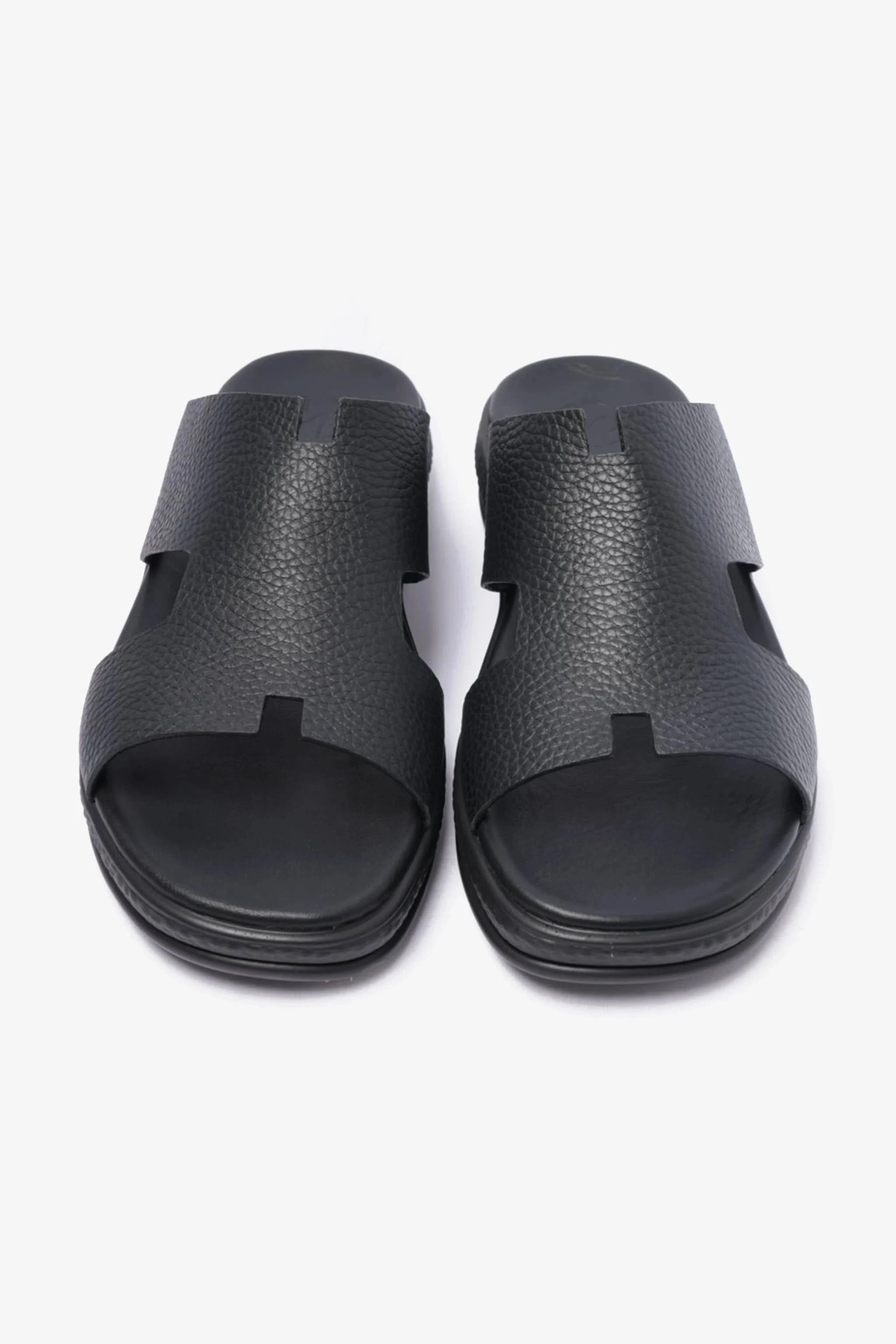 COMFORT PLUS CLASSIC LEATHER SANDALS FOR MENS BLACK - Seventy7