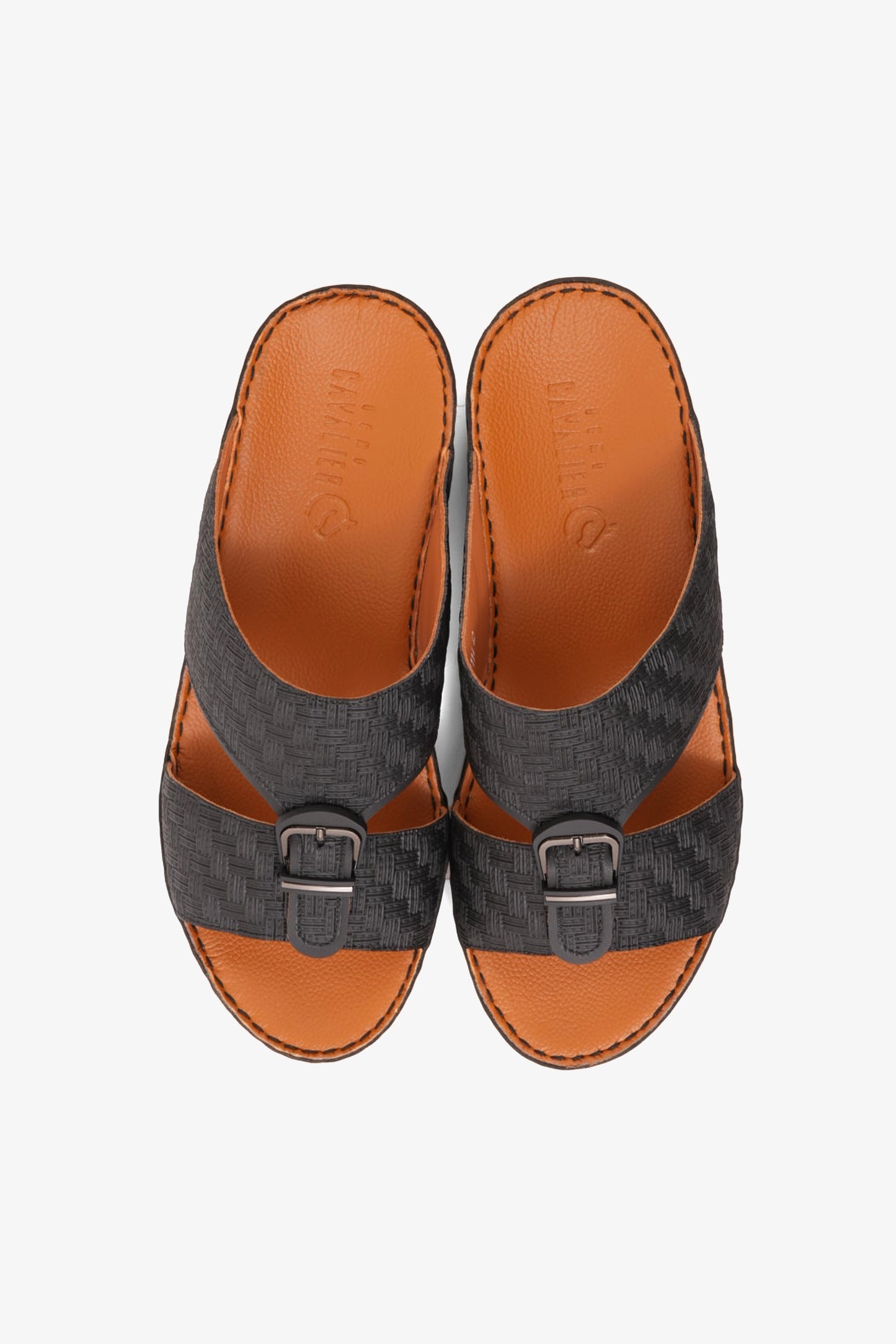 UOMO CAVALIER PREMIUM LEATHER ARABIC SANDALS BLACK - Seventy7