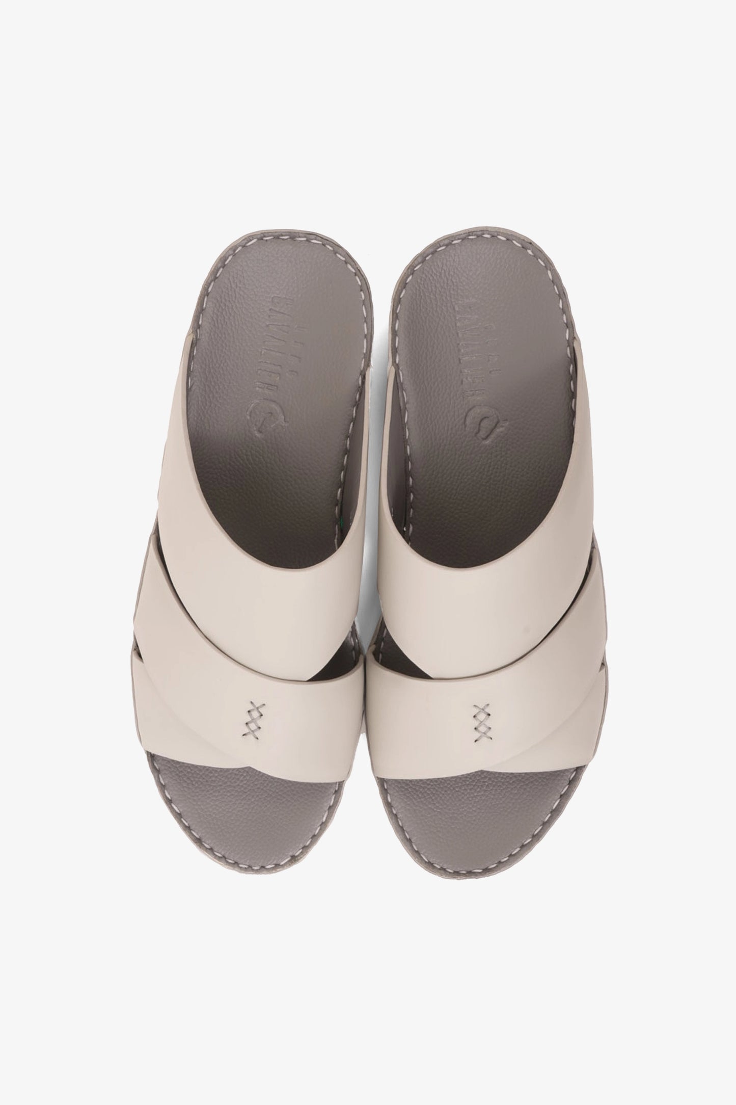 UOMO CAVALIER MEN'S ELITE LEATHER ARABIC SANDALS LIGHT GREY - Seventy7