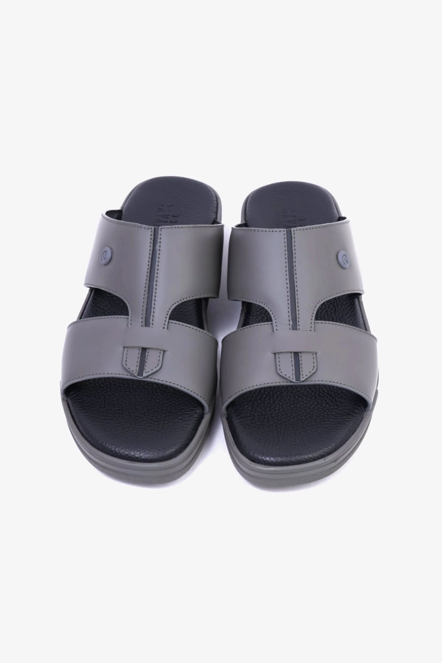UOMO CAVALIER Men's Leather Sandals with Cut-Out Detail Grey - Seventy7
