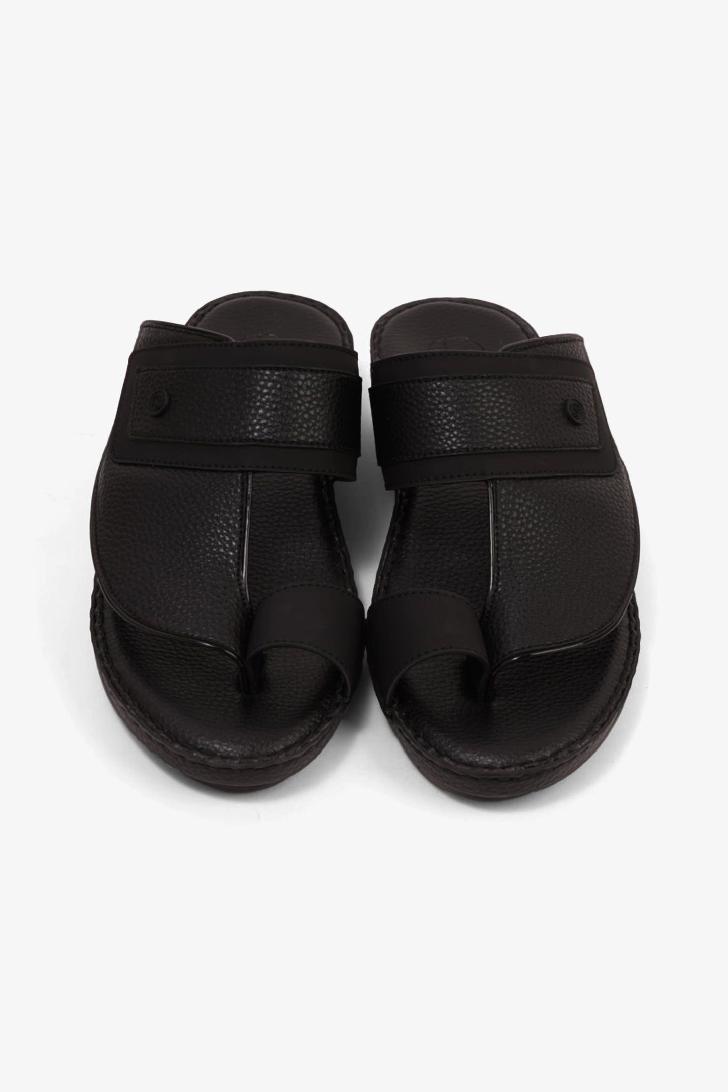 COMFORT PLUS LEATHER SANDALS WITH COMFORTABLE FOOTBED BLACK - Seventy7