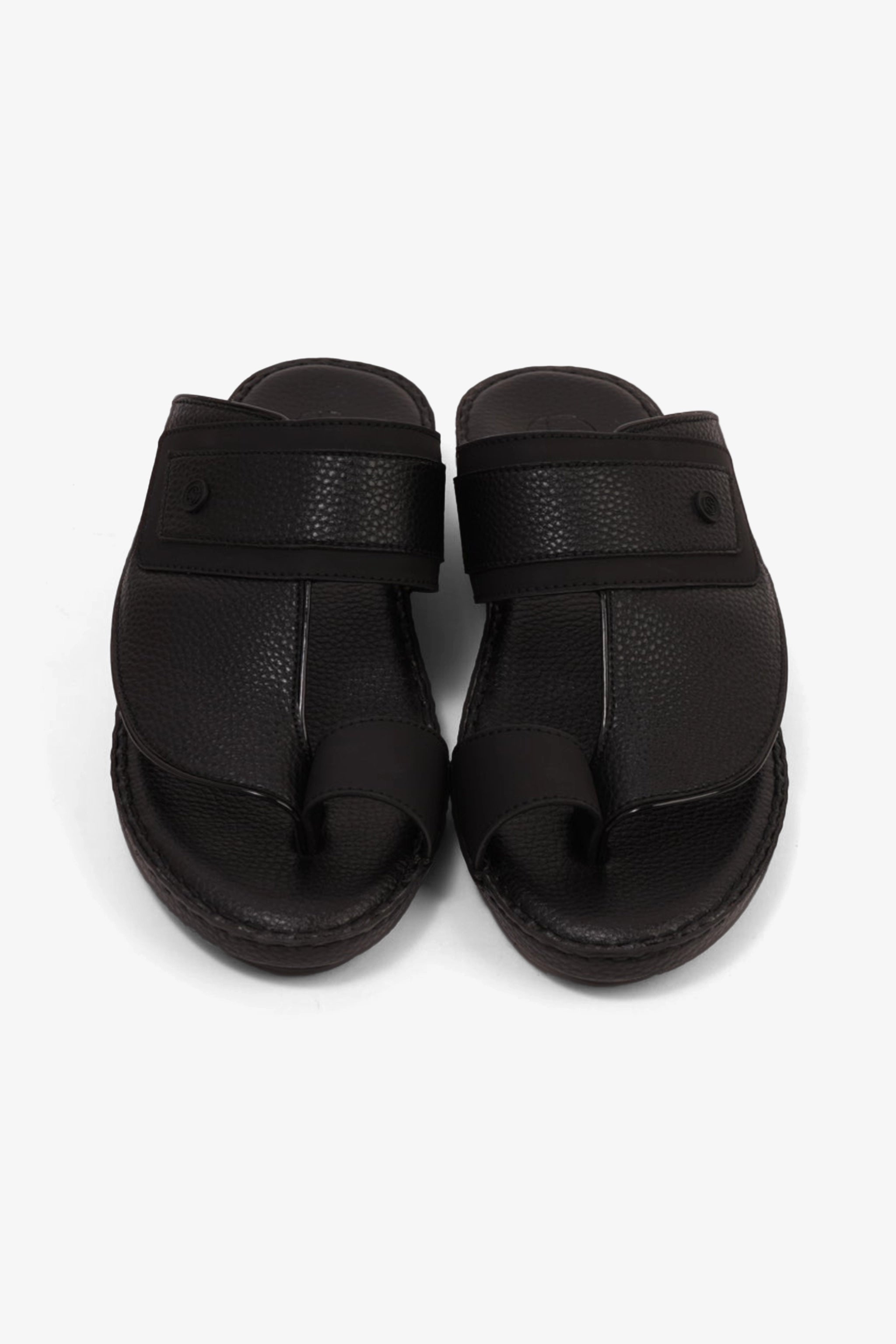 COMFORT PLUS LEATHER SANDALS WITH COMFORTABLE FOOTBED BLACK - Seventy7