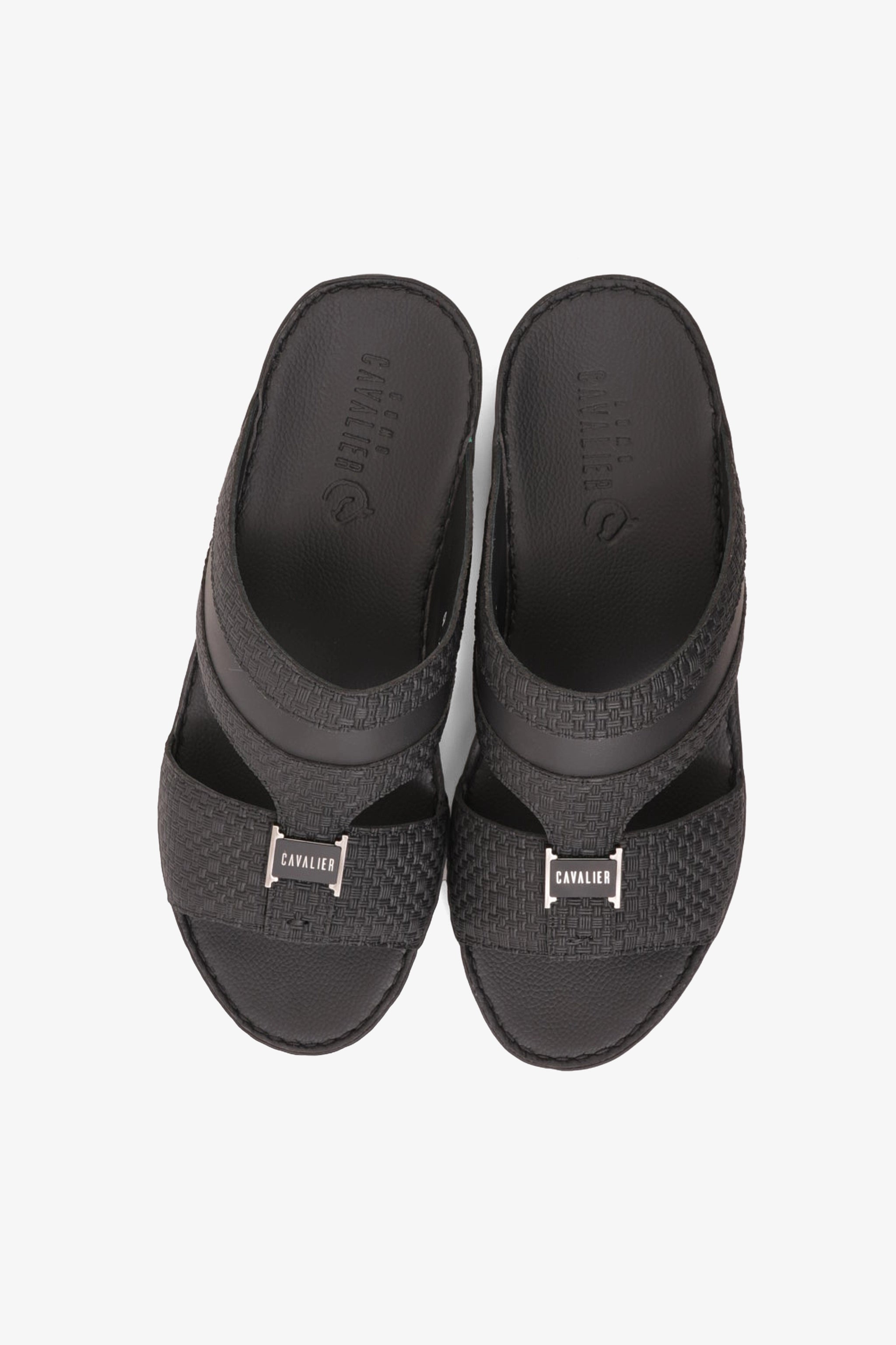UOMO CAVALIER HANDCRAFTED COMFORT LEATHER ARABIC SANDALS BLACK - Seventy7