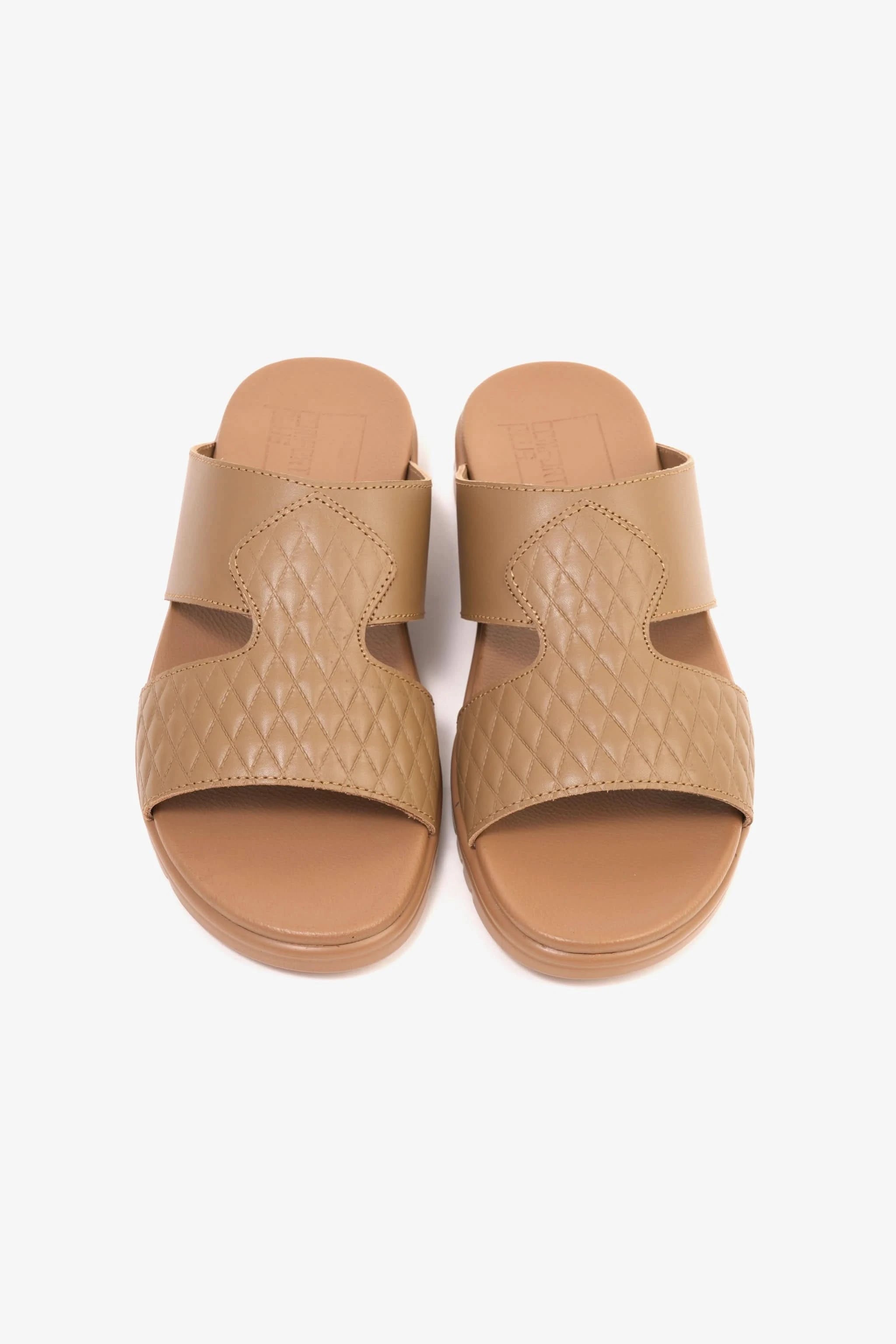 Comfort Plus Men's Quilted Leather Sandals with Stylish Cutouts Olive Brown - Seventy7