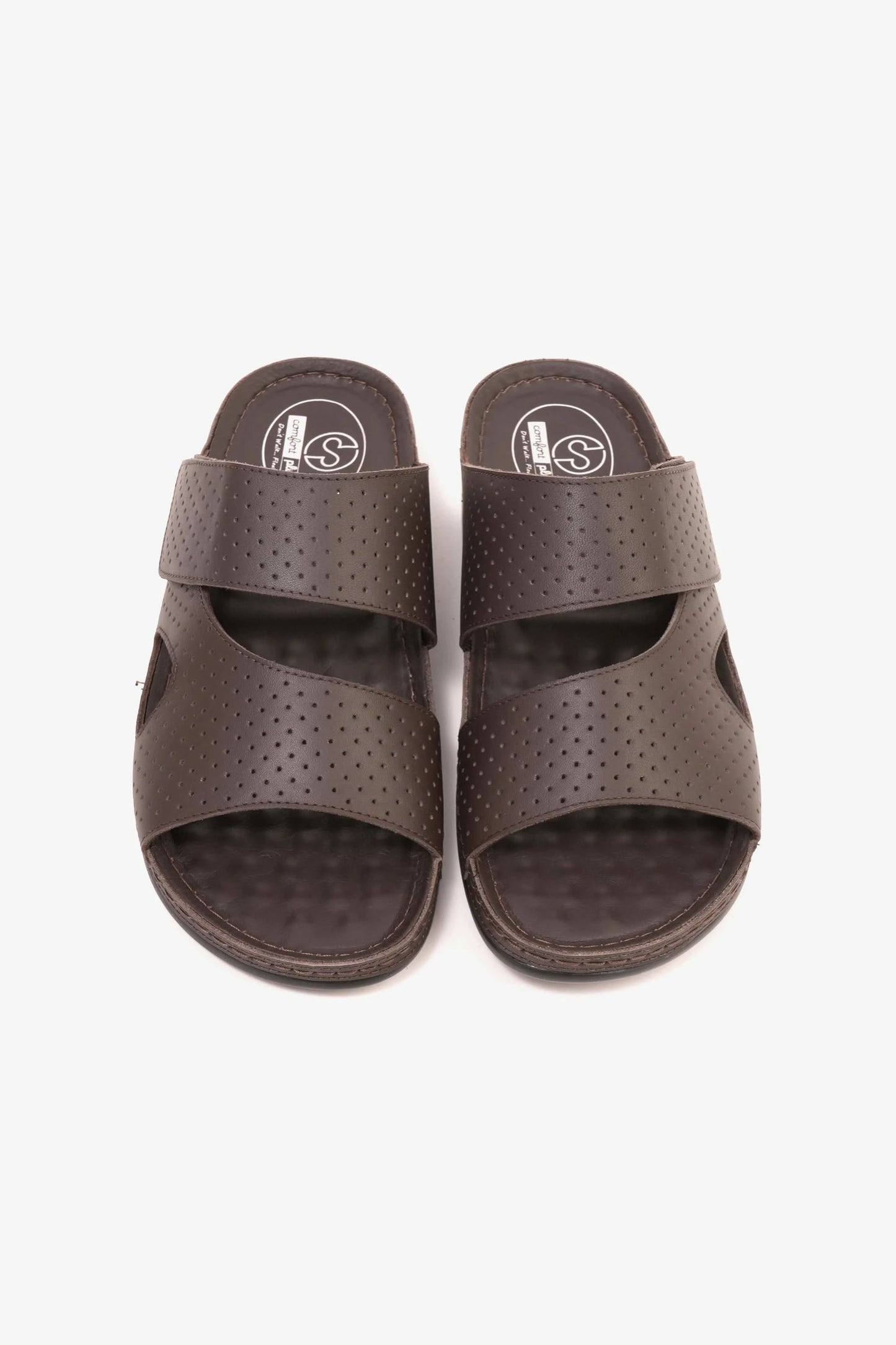 Comfort Plus Men's Al Waha Textured Slip-On Arabic Sandals Brown - Seventy7