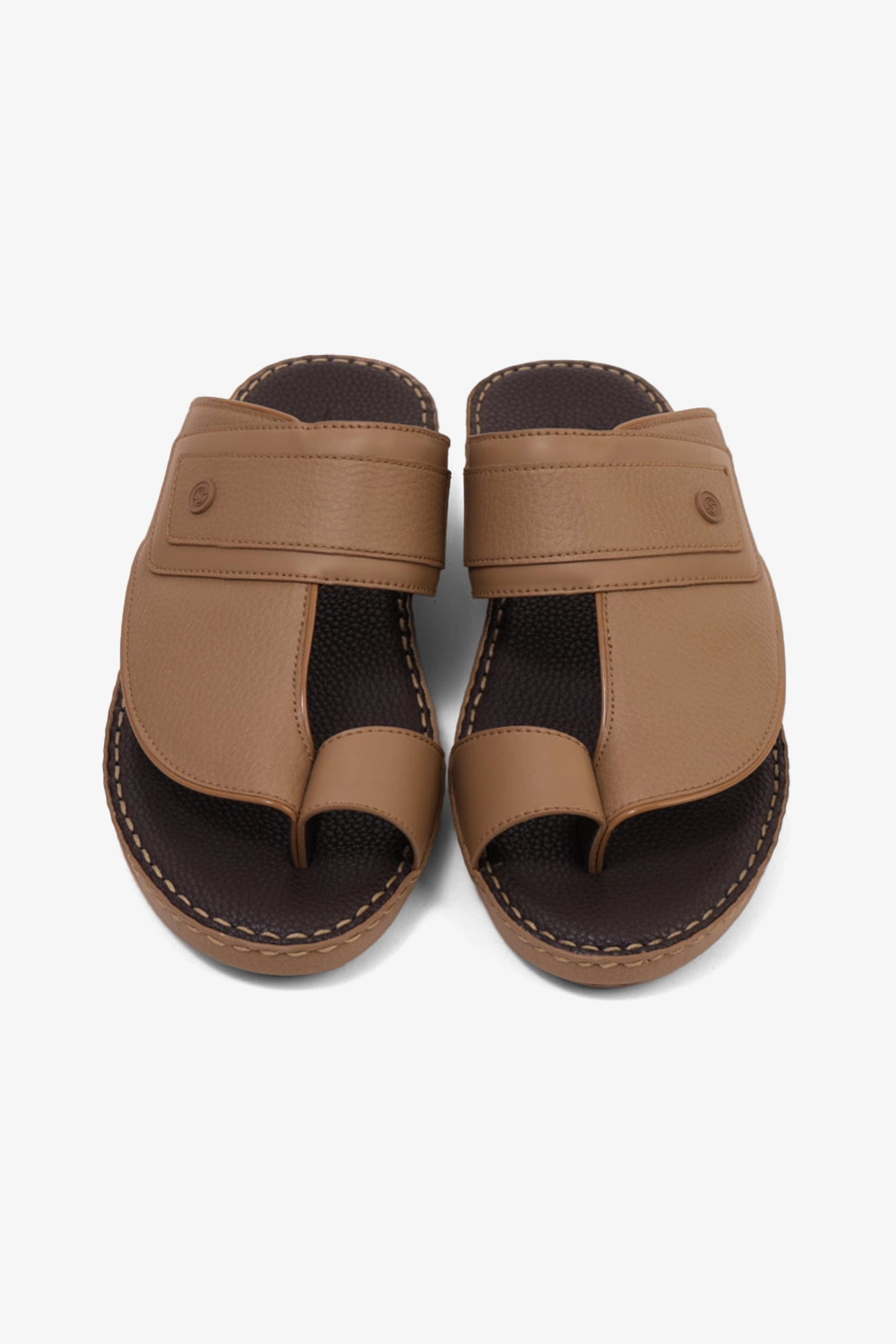 COMFORT PLUS LEATHER SANDALS WITH COMFORTABLE FOOTBED OLIVE BROWN - Seventy7
