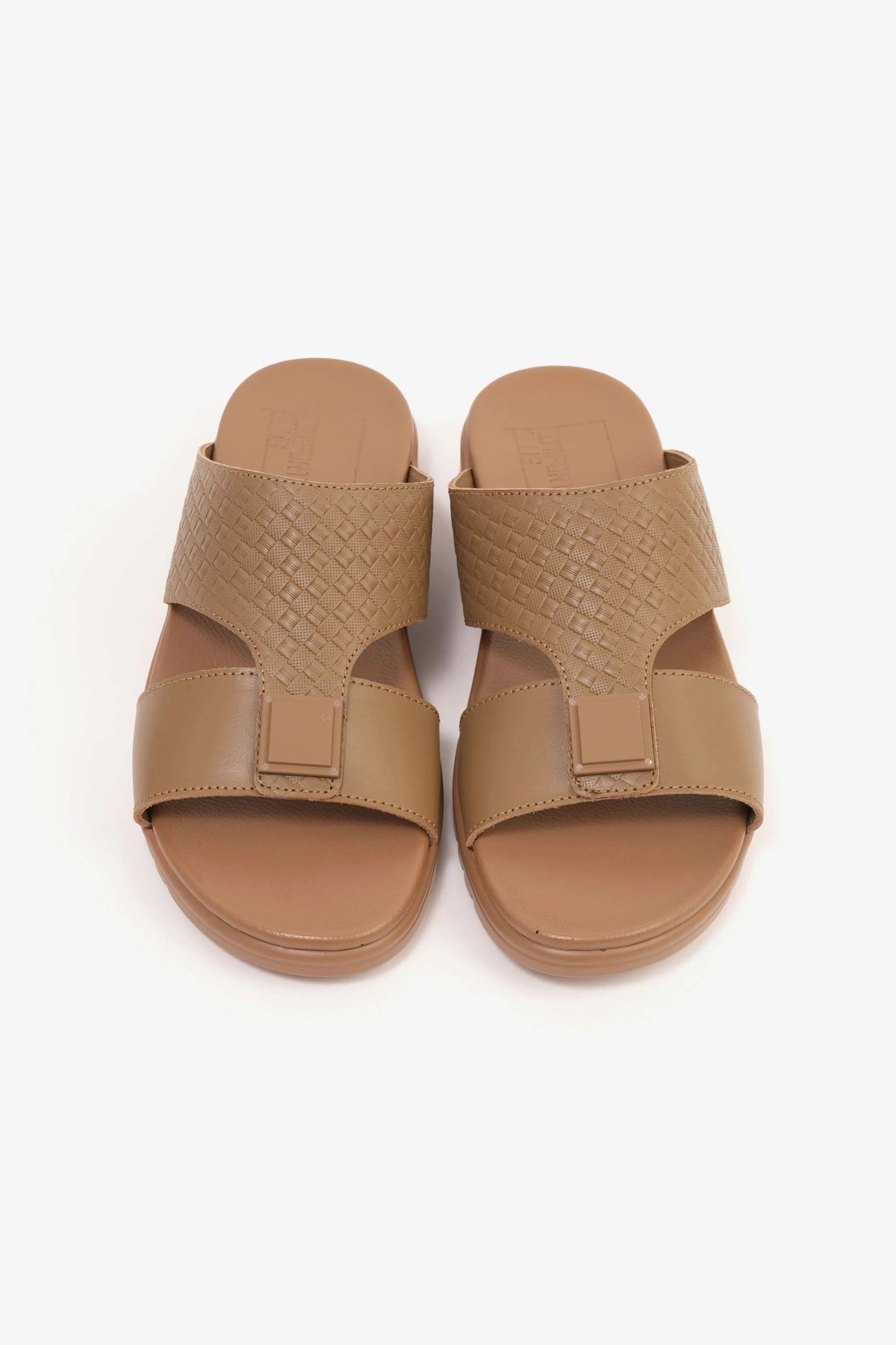Comfort Plus Men's Embossed Leather Sandals with Antiskid Grip Olive Brown - Seventy7