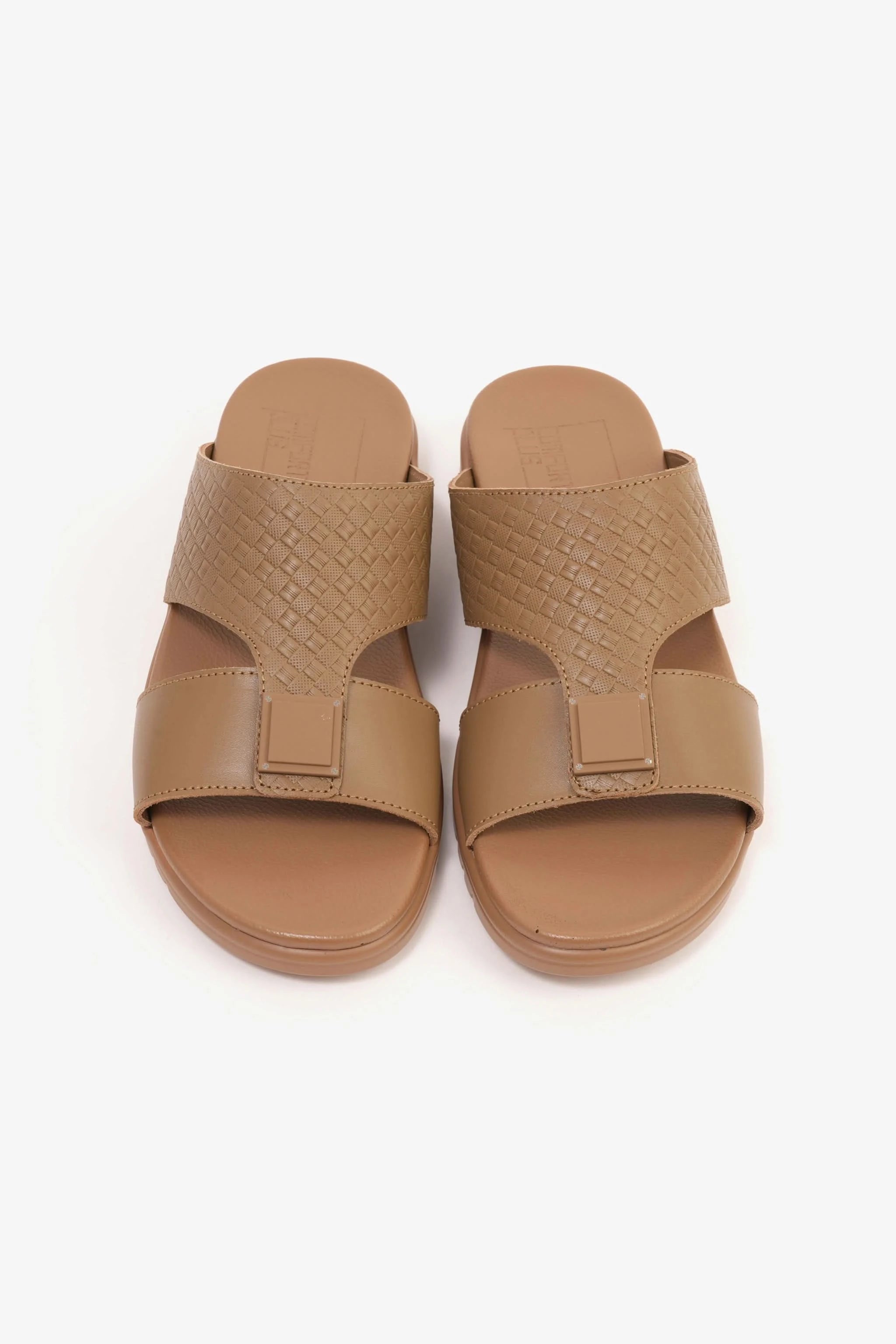Comfort Plus Men's Embossed Leather Sandals with Antiskid Grip Olive Brown - Seventy7