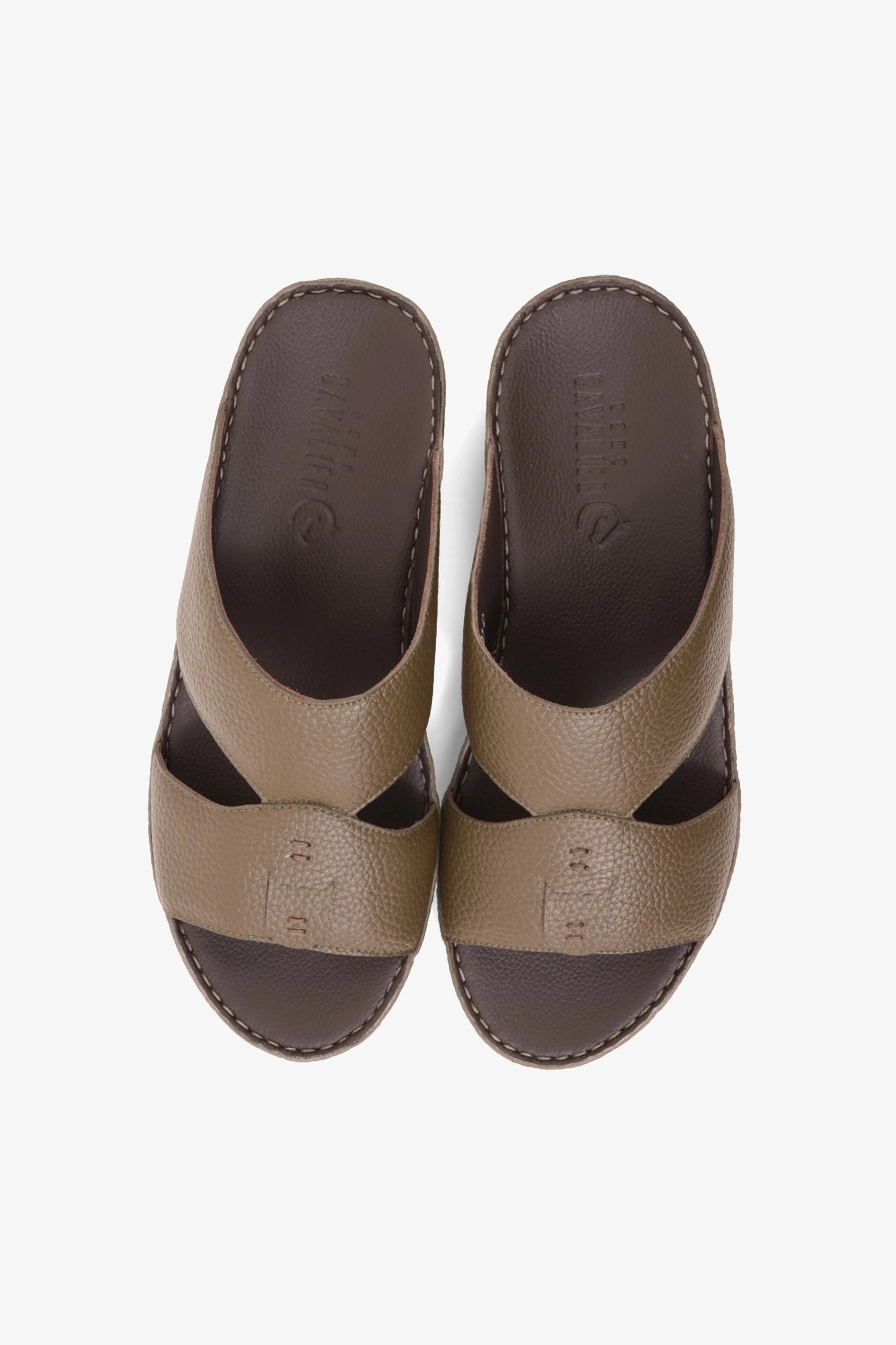 UOMO CAVALIER ELITE TRADITIONAL LEATHER ARABIC SANDALS OLIVE - Seventy7