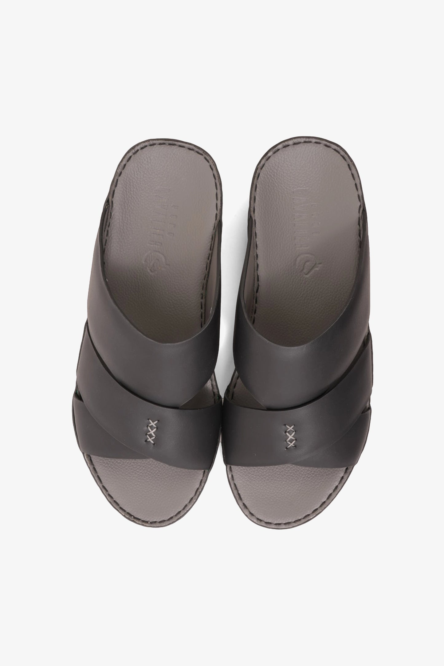 UOMO CAVALIER MEN'S ELITE LEATHER ARABIC SANDALS BLACK - Seventy7