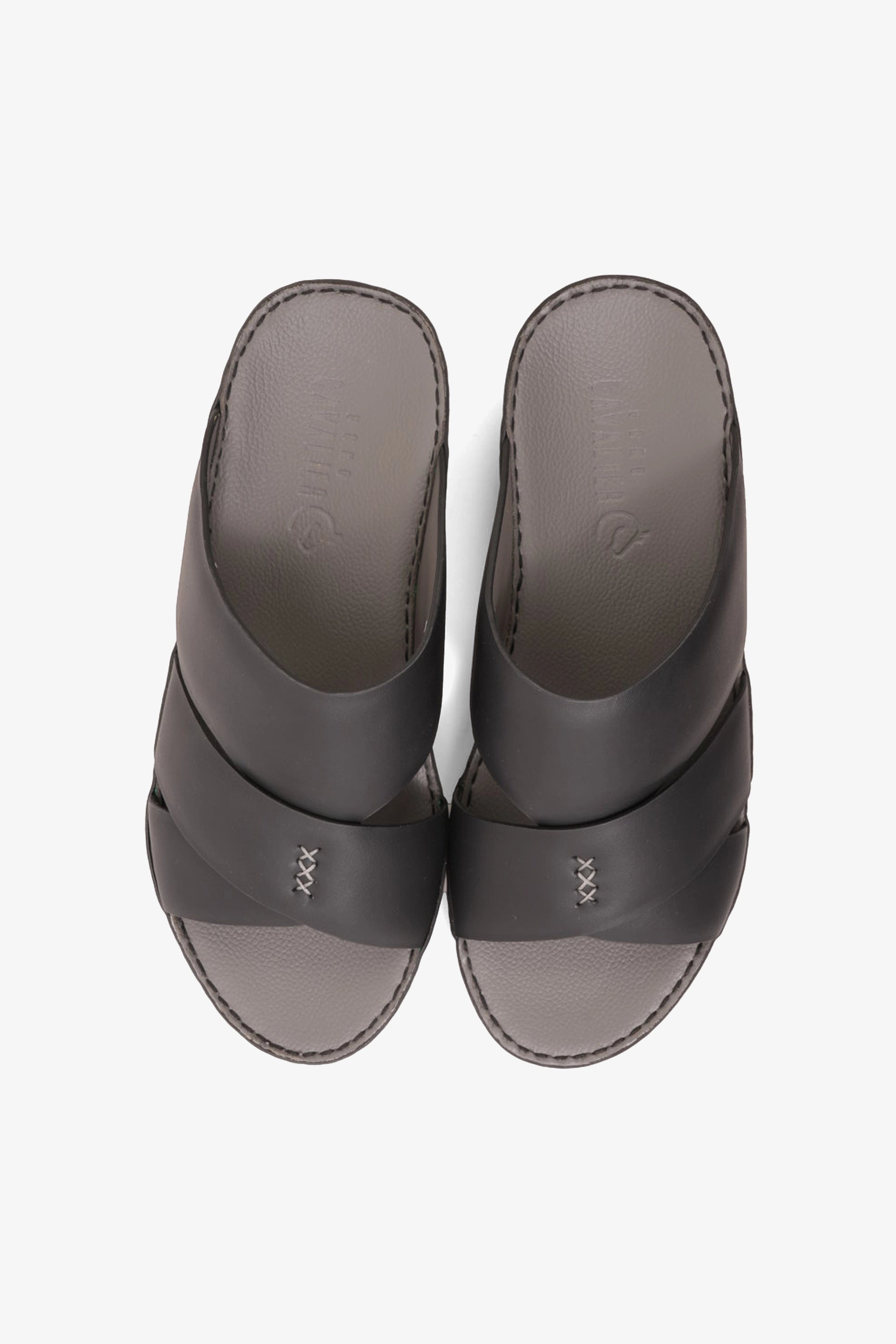 UOMO CAVALIER MEN'S ELITE LEATHER ARABIC SANDALS BLACK - Seventy7
