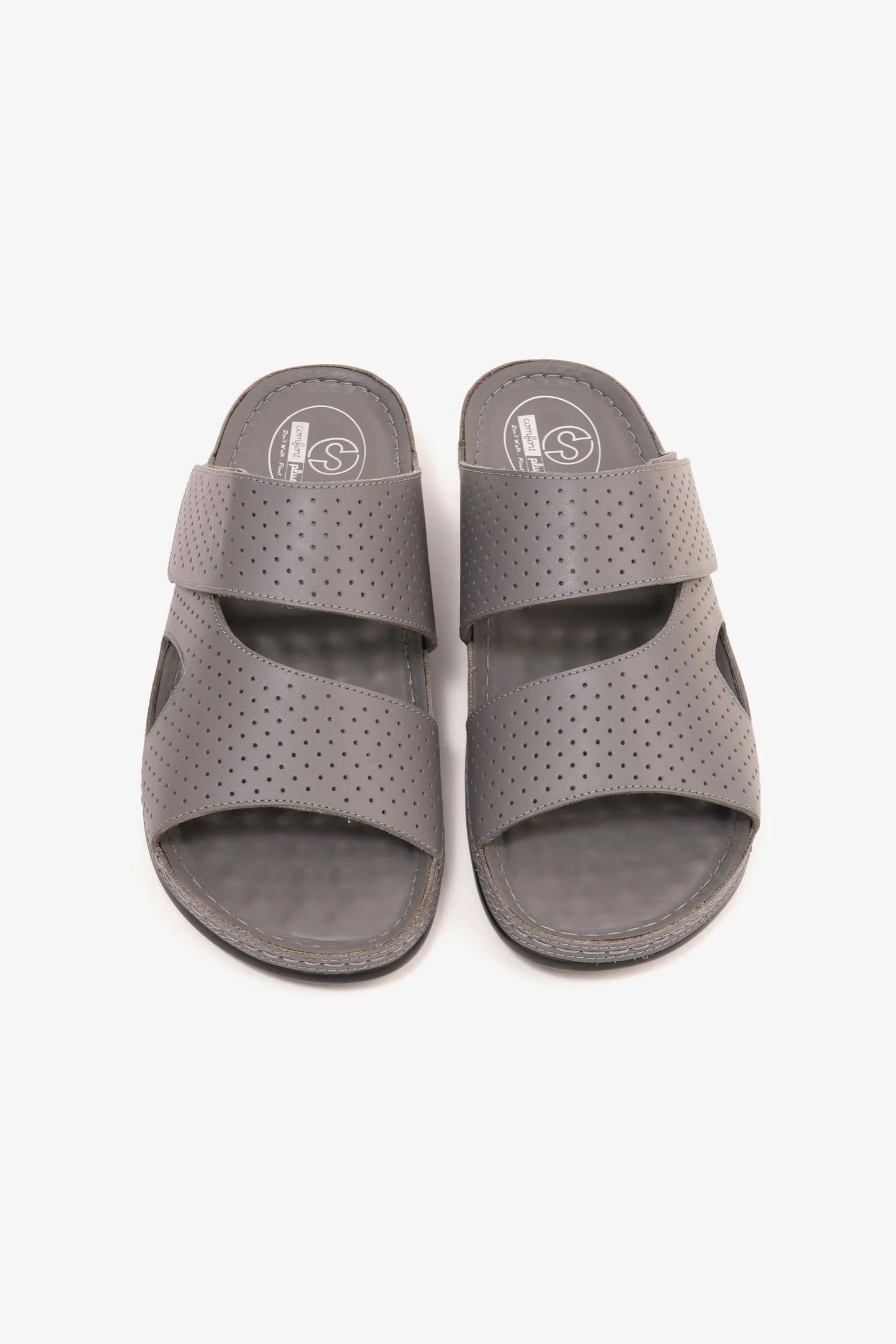Comfort Plus Men's Al Waha Textured Slip-On Arabic Sandals Grey - Seventy7