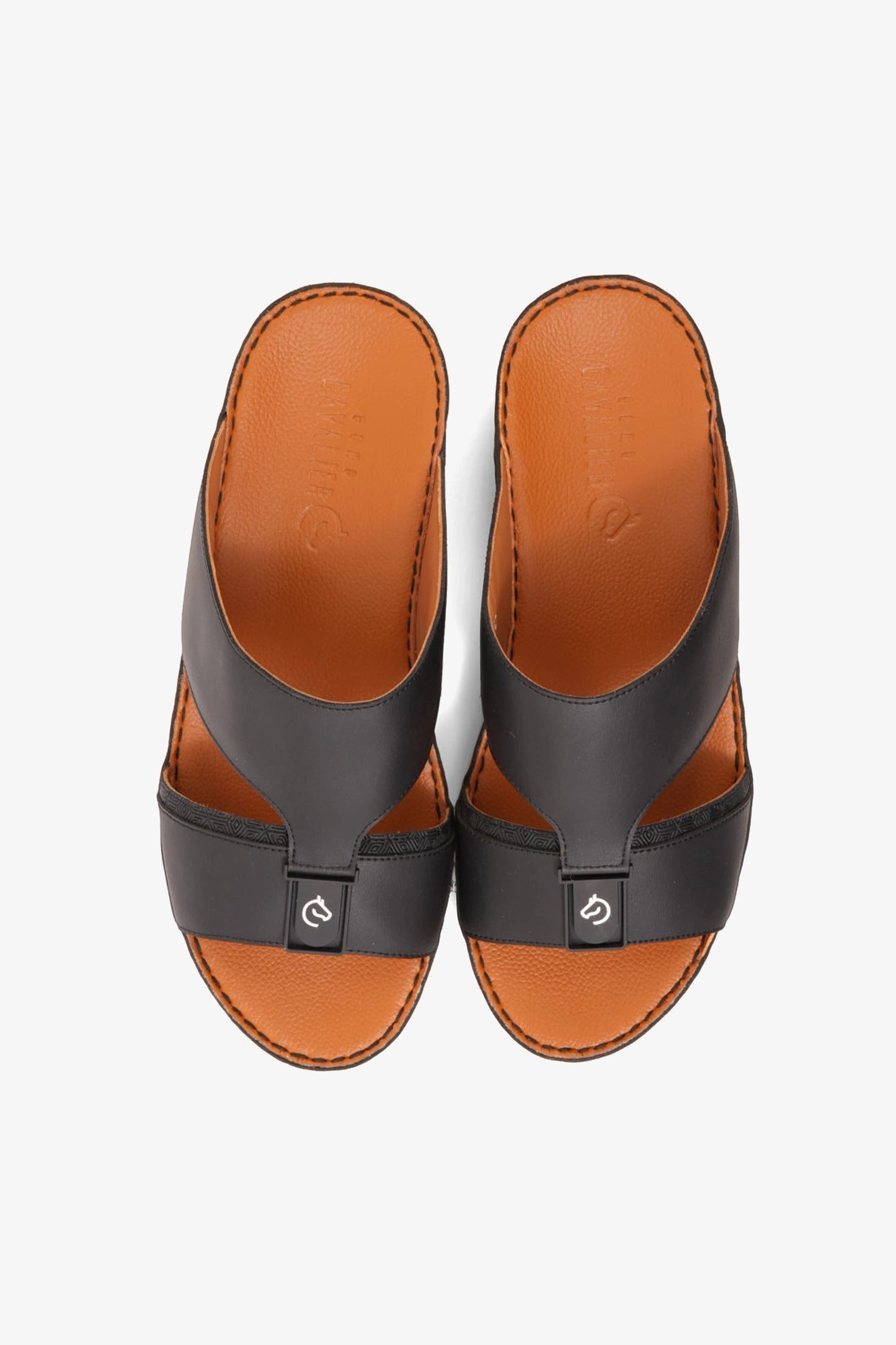 UOMO CAVALIER PREMIUM LEATHER TRADITIONAL ARABIC SANDALS BLACK - Seventy7