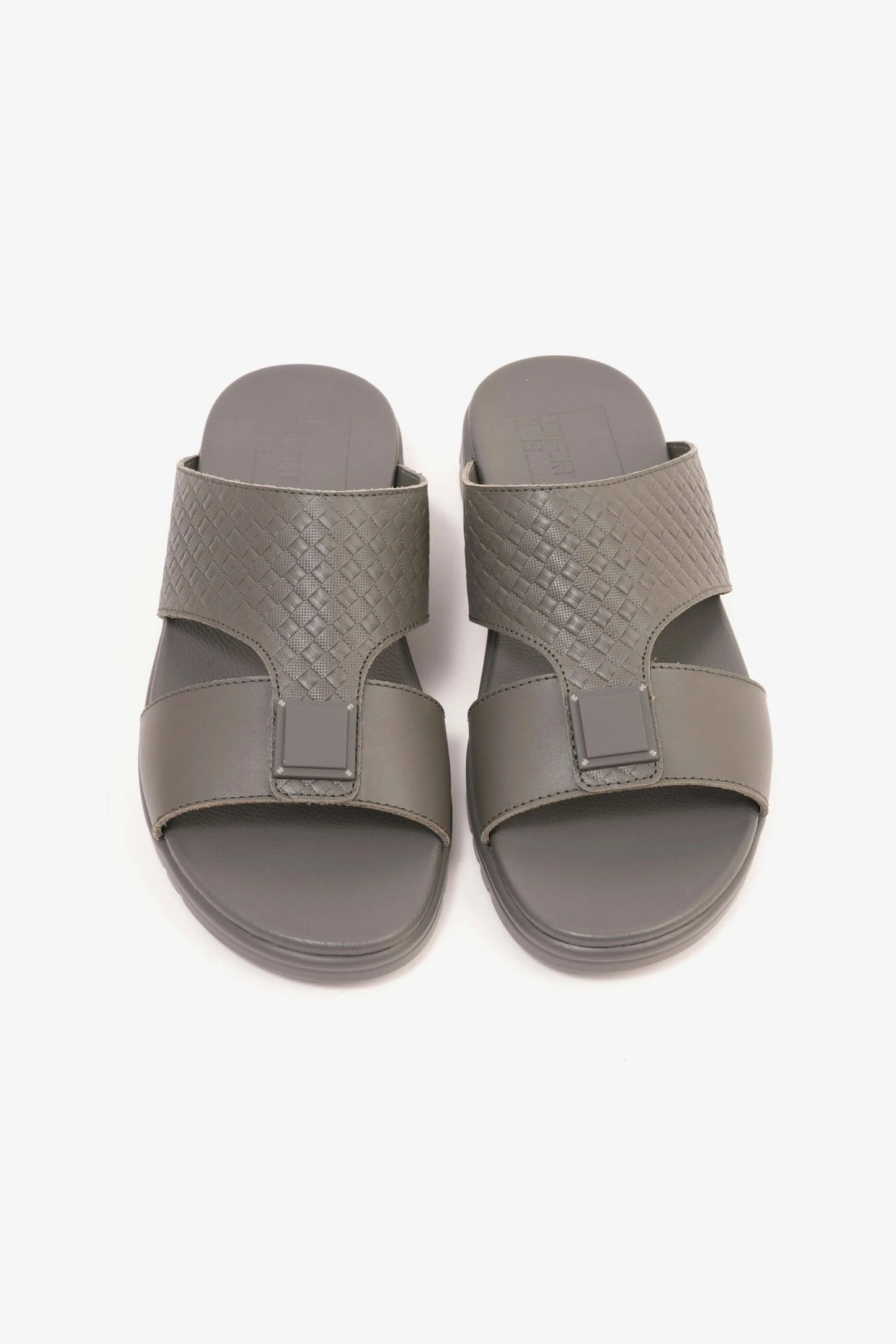 Comfort Plus Men's Embossed Leather Sandals with Antiskid Grip Grey - Seventy7