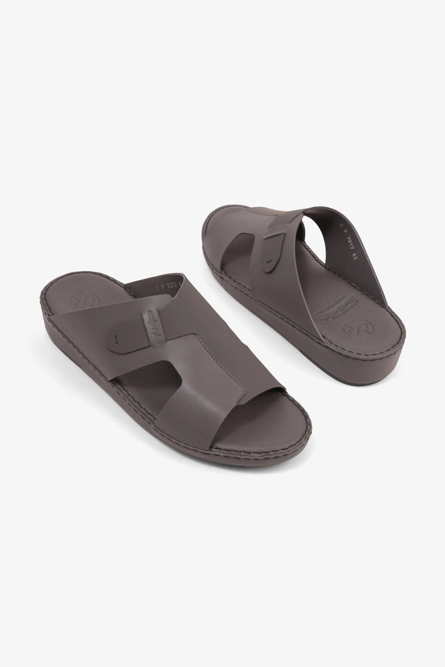 COMFORT PLUS ULTRA COMFORTABLE LEATHER SLIP-ON SANDALS DARK-GREY - Seventy7