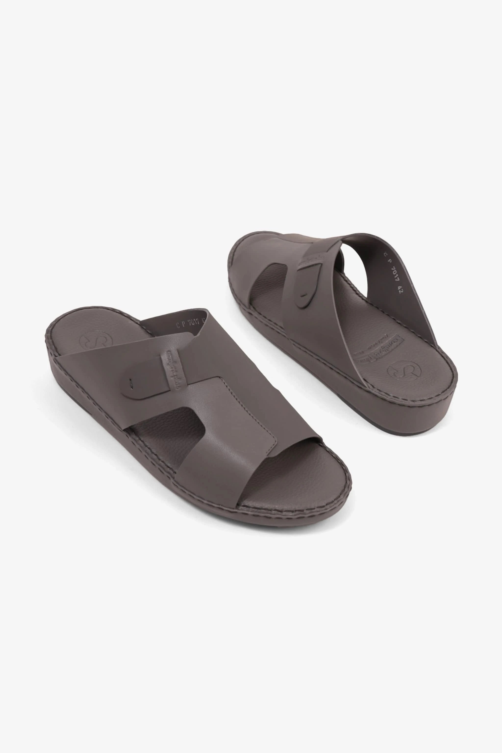 COMFORT PLUS ULTRA COMFORTABLE LEATHER SLIP-ON SANDALS DARK-GREY - Seventy7
