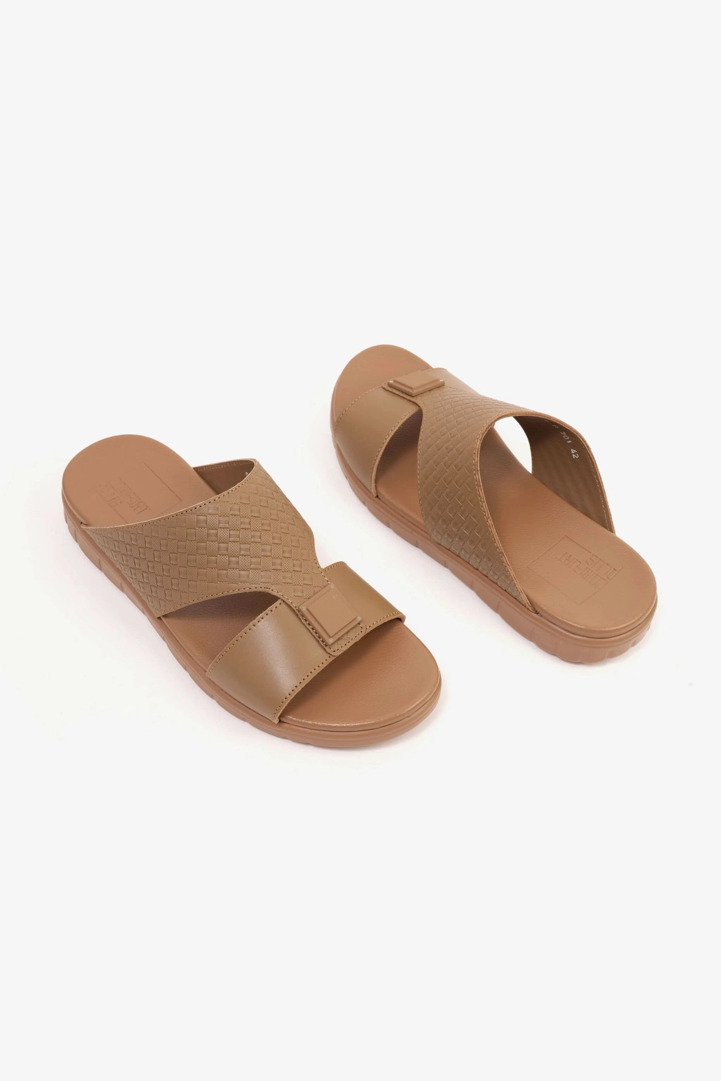 Comfort Plus Men's Embossed Leather Sandals with Antiskid Grip Olive Brown - Seventy7