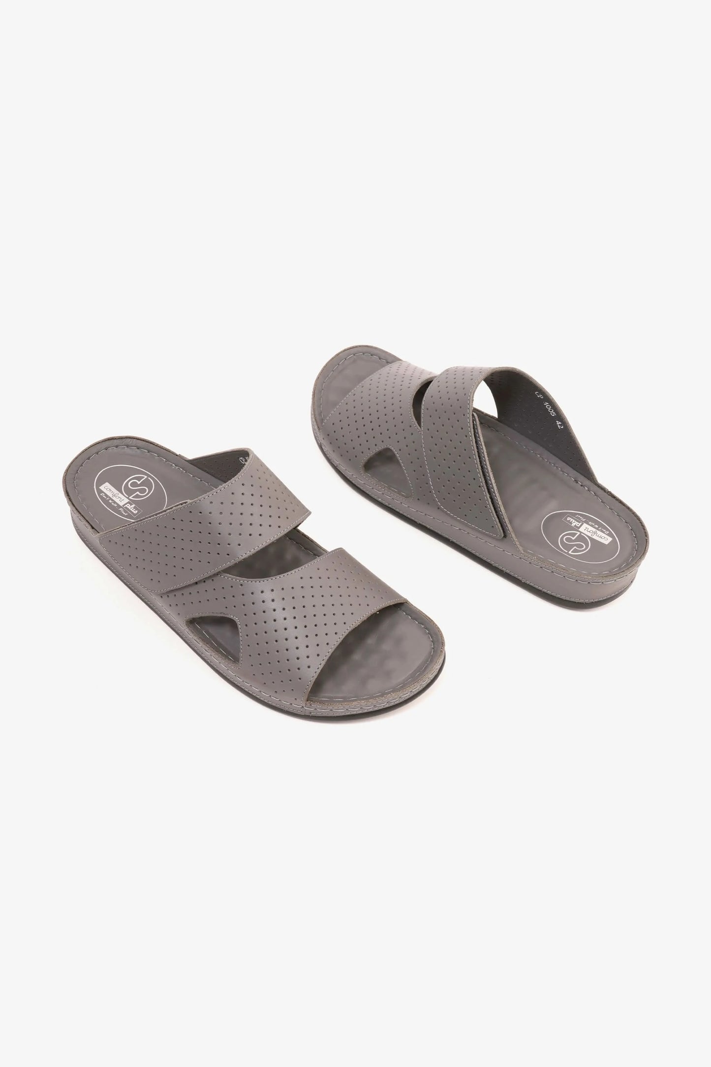 Comfort Plus Men's Al Waha Textured Slip-On Arabic Sandals Grey - Seventy7