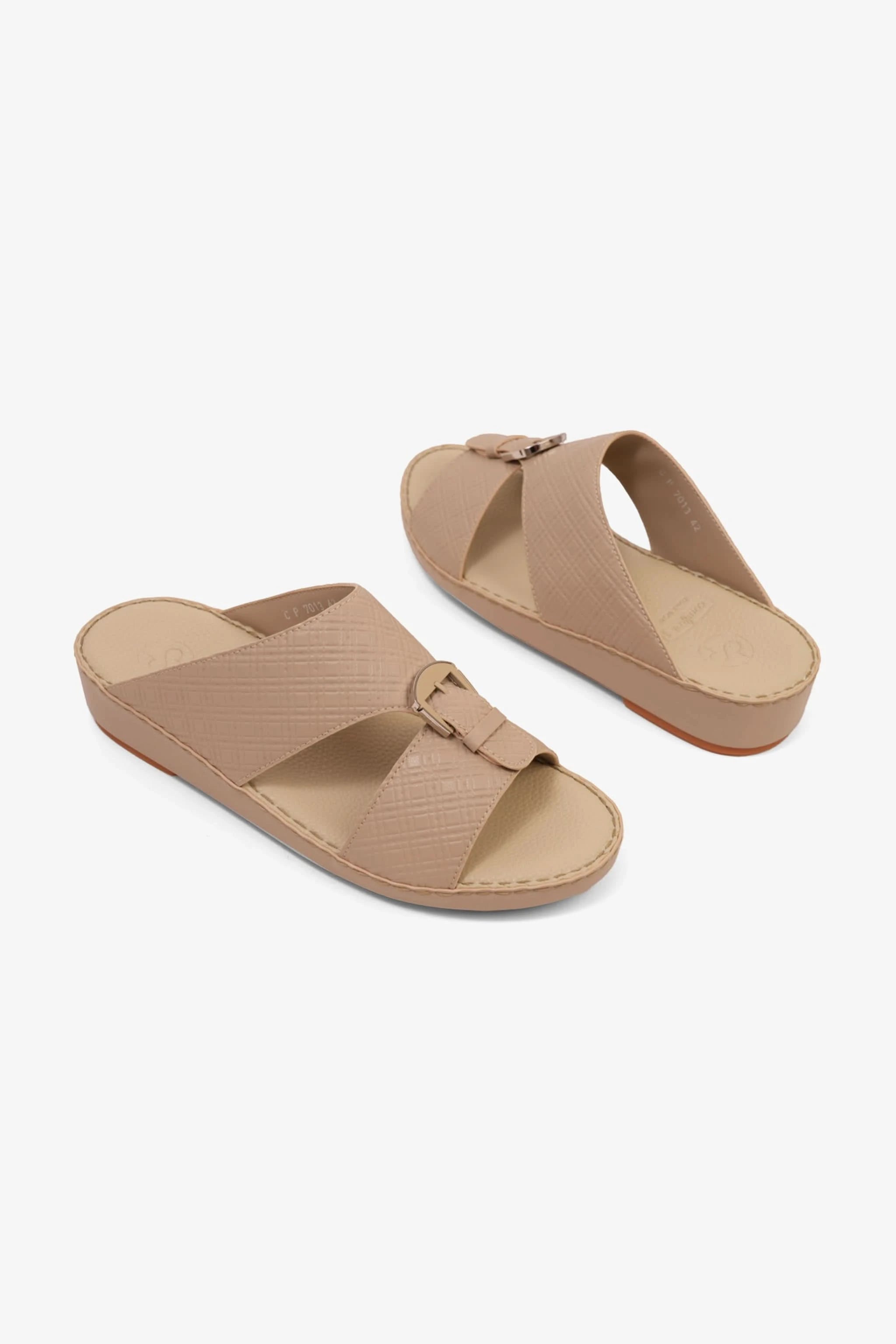COMFORT PLUS MEN'S CUSHIONED LEATHER SLIP-ON SANDALS MANDORLA - Seventy7