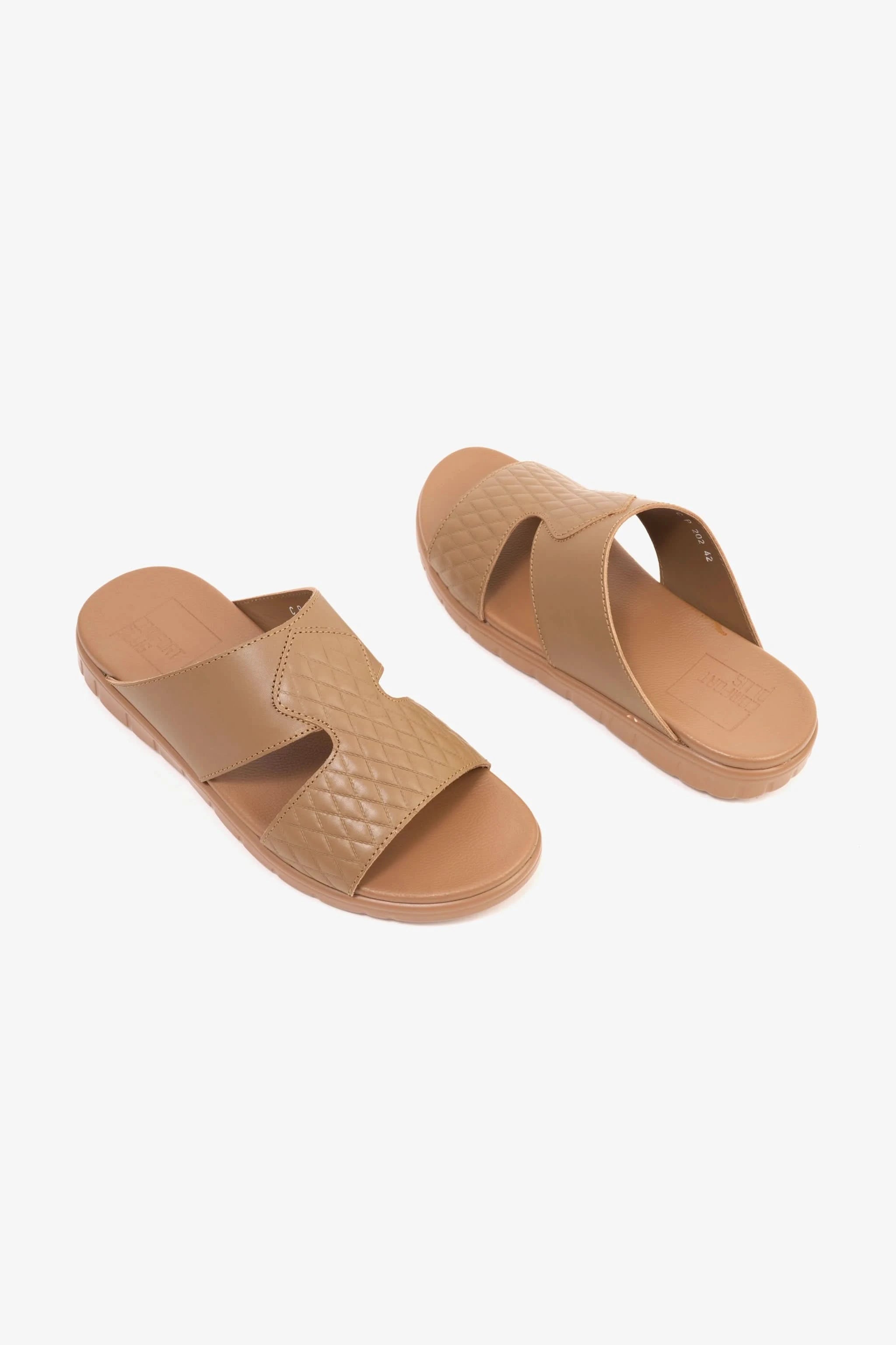 Comfort Plus Men's Quilted Leather Sandals with Stylish Cutouts Olive Brown - Seventy7