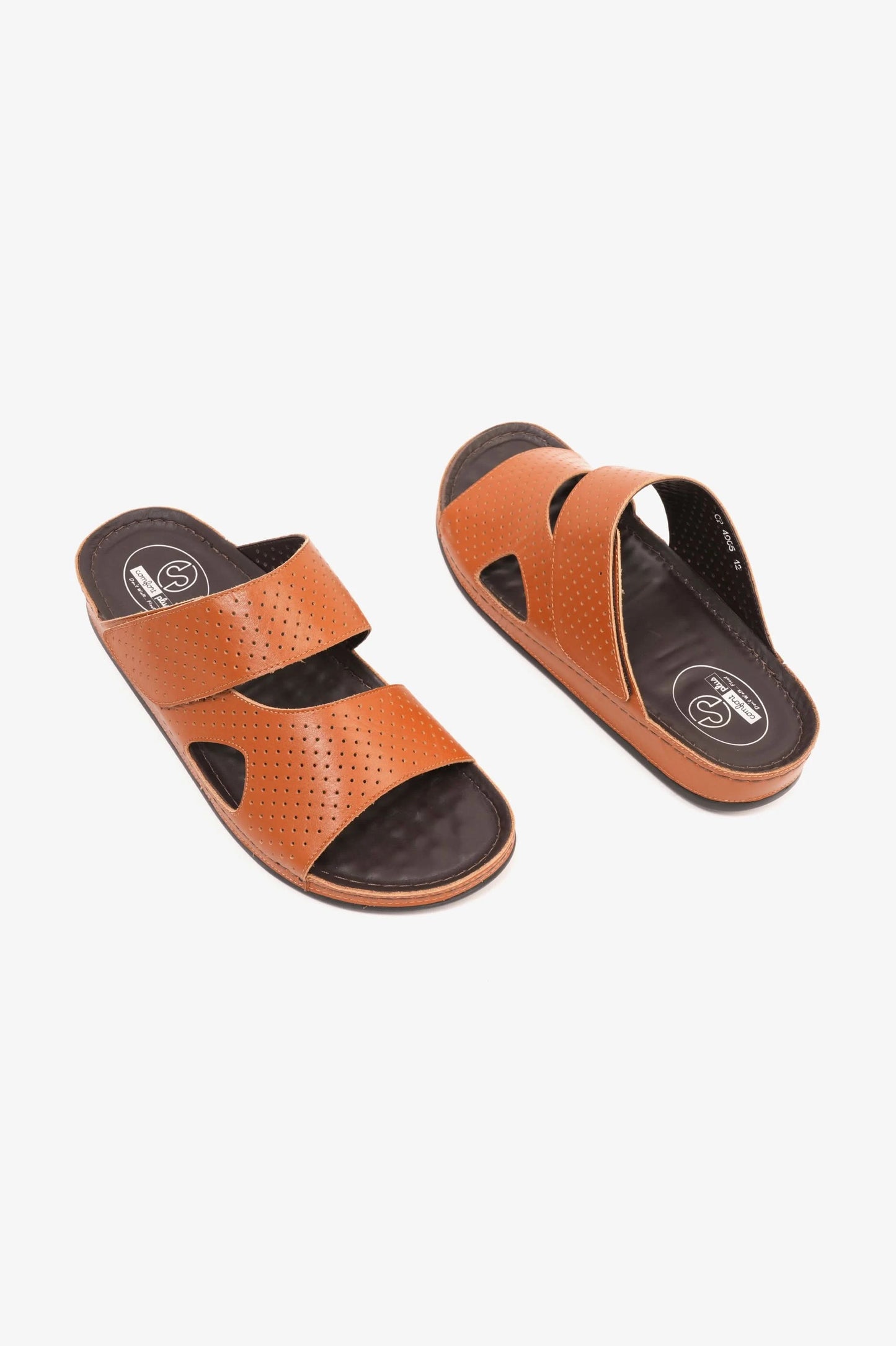 Comfort Plus Men's Al Waha Textured Slip-On Arabic Sandals Tan - Seventy7