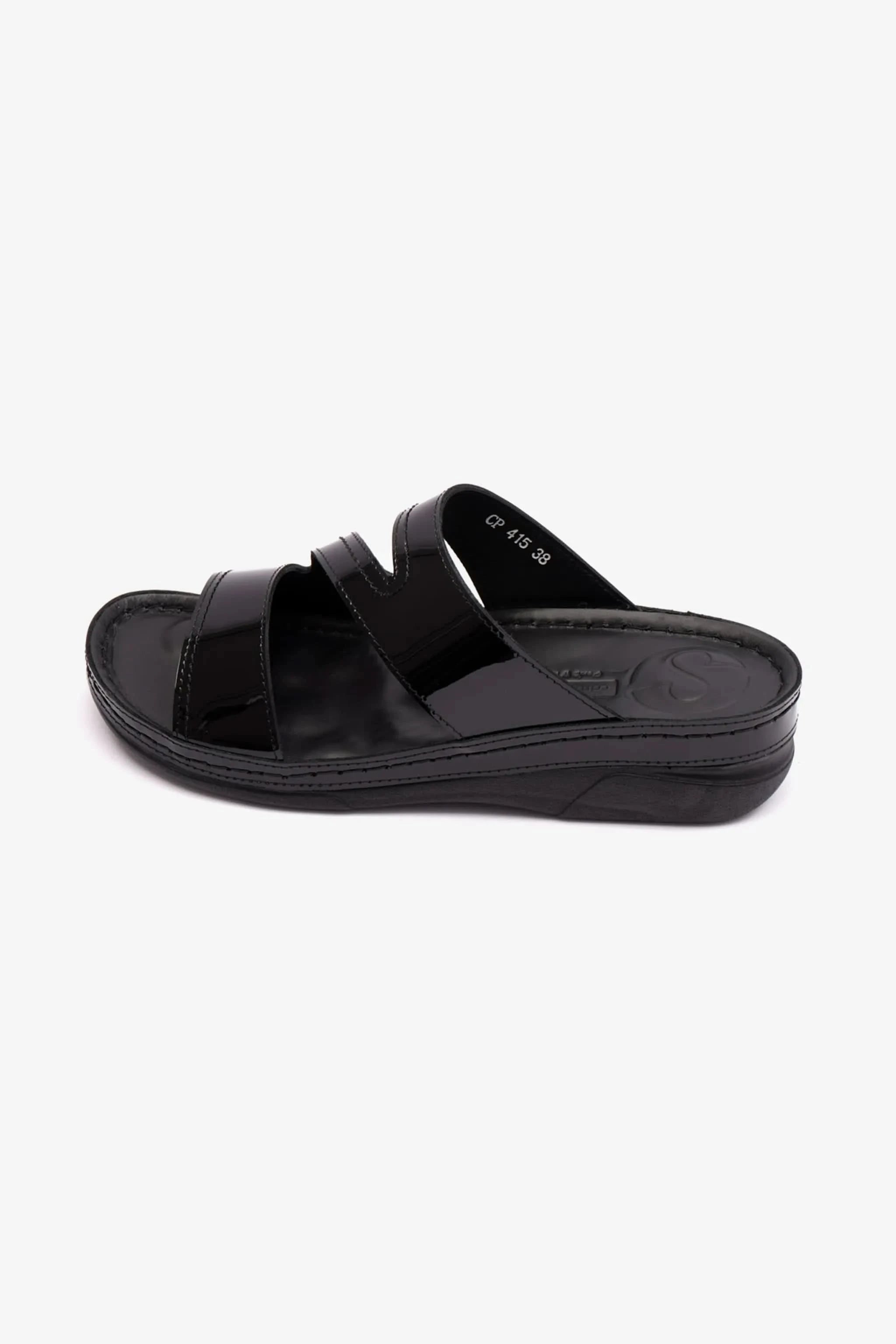 COMFORT PLUS WOMENS LOW HEEL SOFT FOOTBED SANDALS BLACK - Seventy7