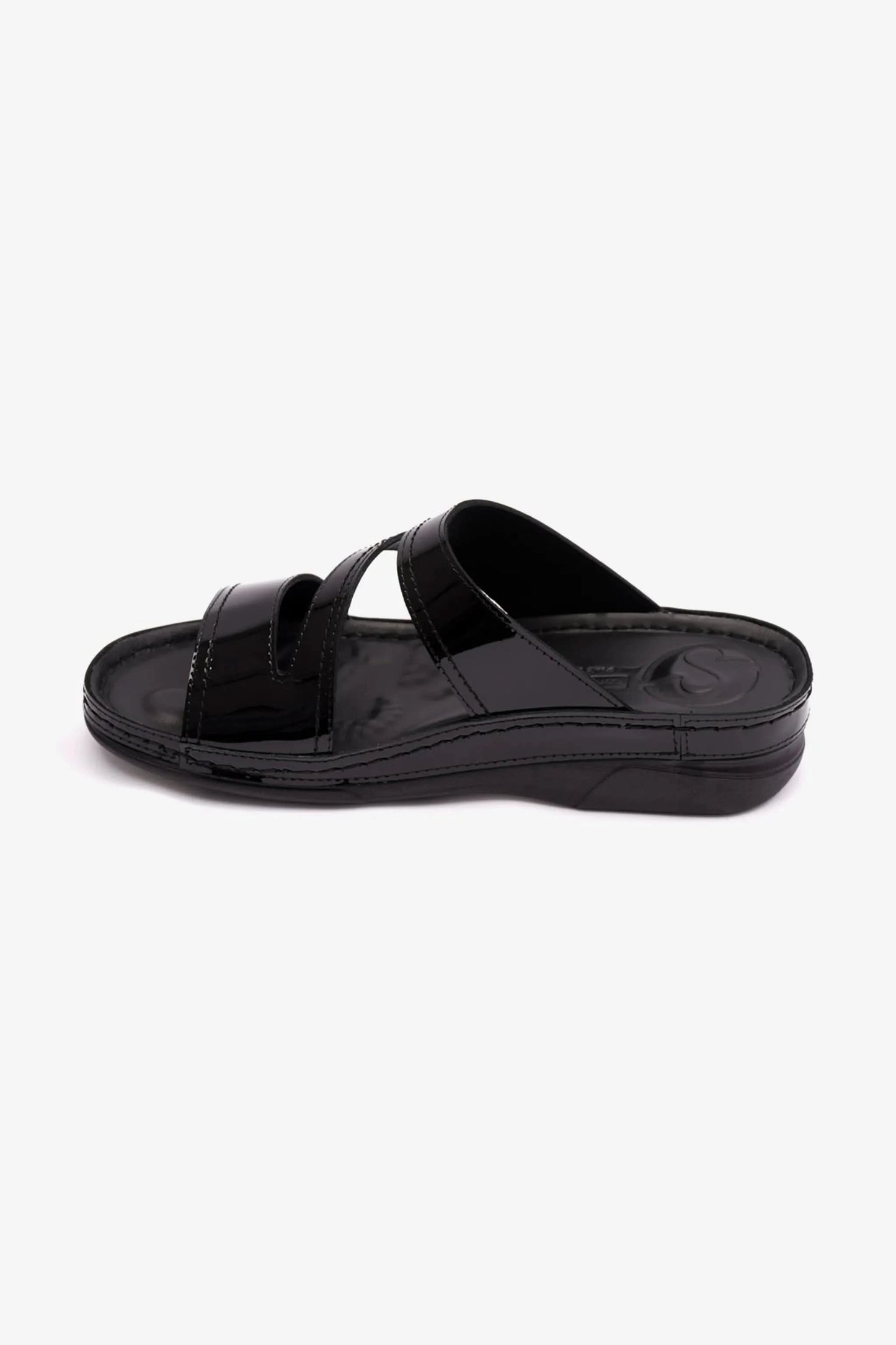 COMFORT PLUS WOMENS LOW HEEL SOFT FOOTBED SANDALS BLACK - Seventy7