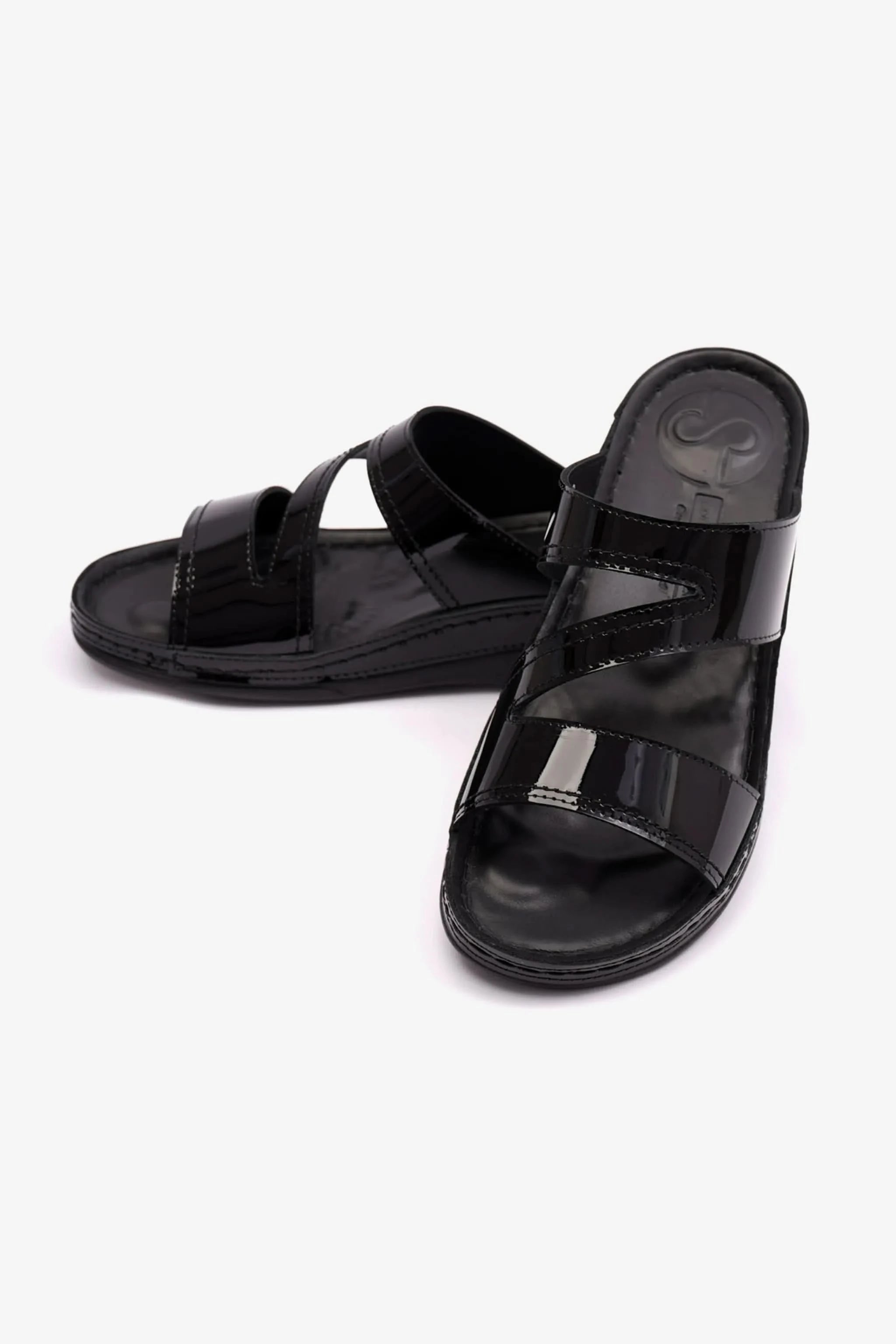 COMFORT PLUS WOMENS LOW HEEL SOFT FOOTBED SANDALS BLACK - Seventy7