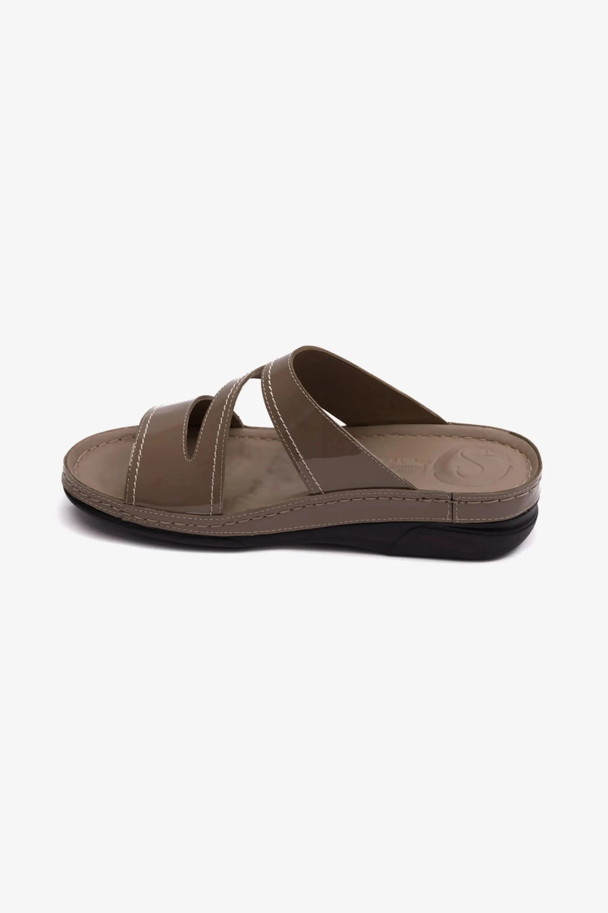 COMFORT PLUS WOMENS LOW HEEL SOFT FOOTBED SANDALS STONE - Seventy7