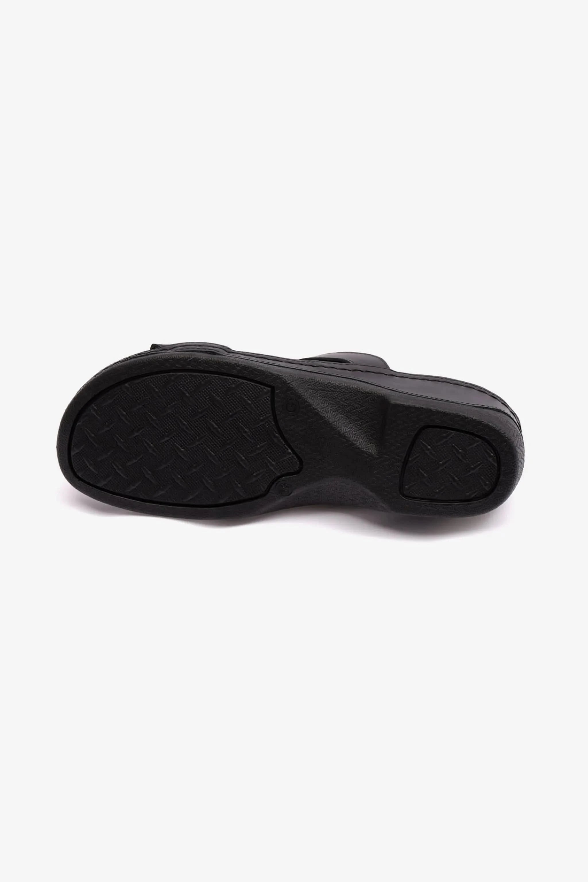 COMFORT PLUS MATTE LEATHER WOMEN SANDALS BLACK - Seventy7