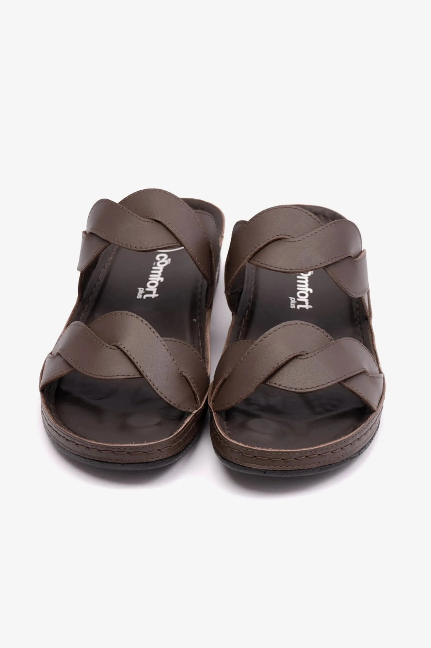 COMFORT PLUS MATTE LEATHER WOMEN SANDALS BROWN - Seventy7