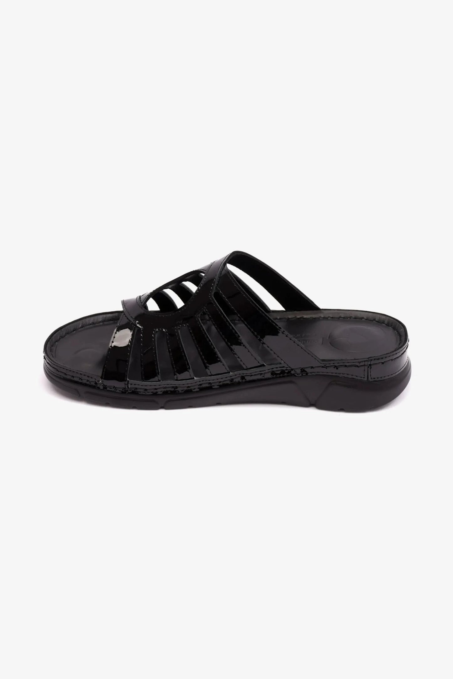 PATENT LEATHER WOMENS COMFORT PLUS SANDALS BLACK - Seventy7