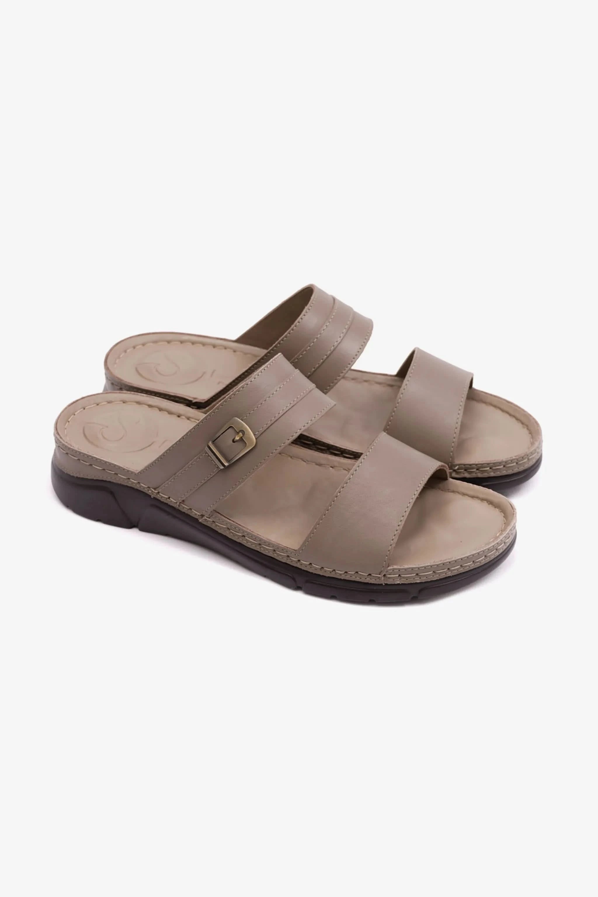 COMFORT PLUS ELEGANT TRIM LADIES SANDAL STONE - Seventy7