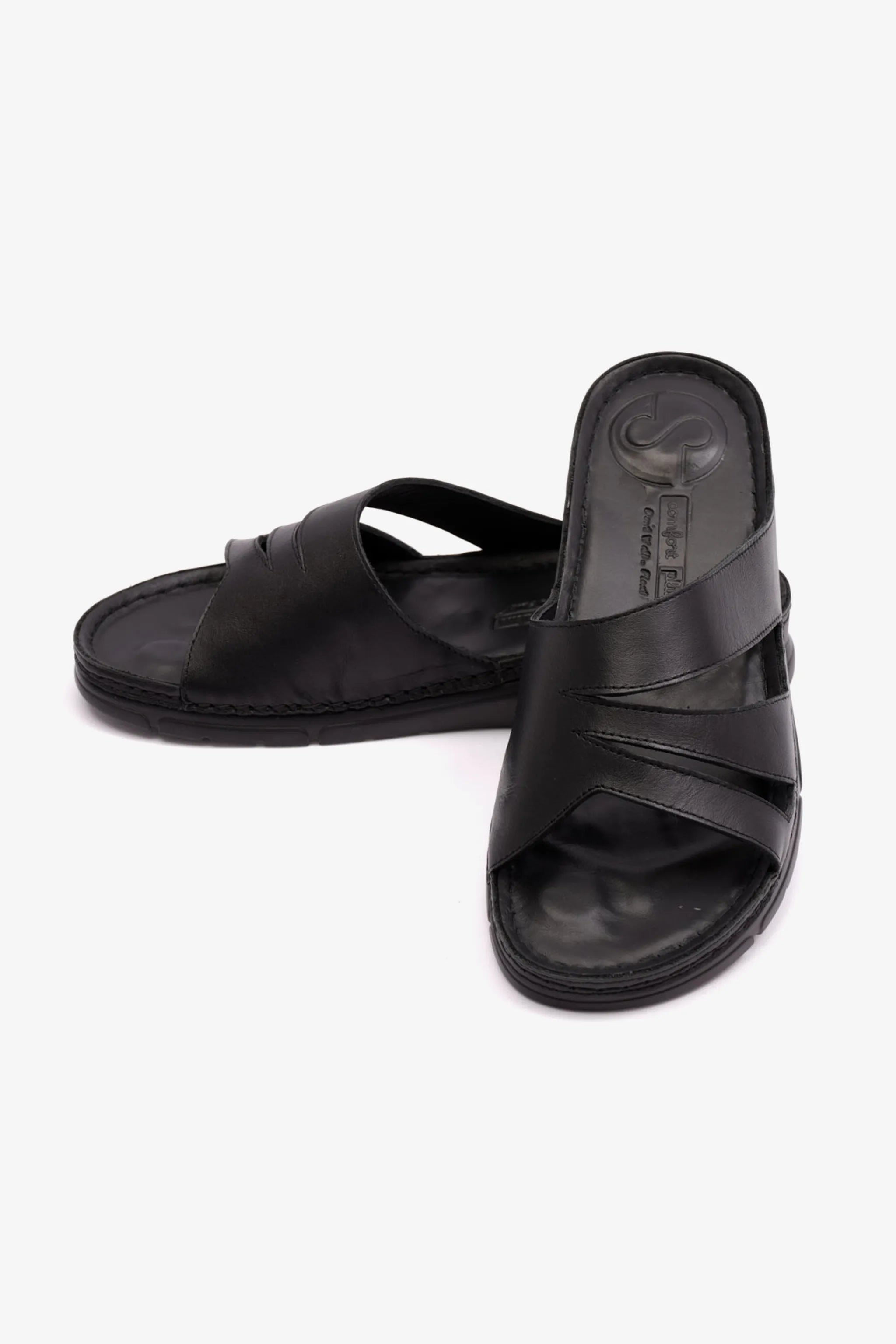 COMFOT PLUS WOMENS SANDALS WITH FLEXIBLE OUTSOLE BLACK - Seventy7