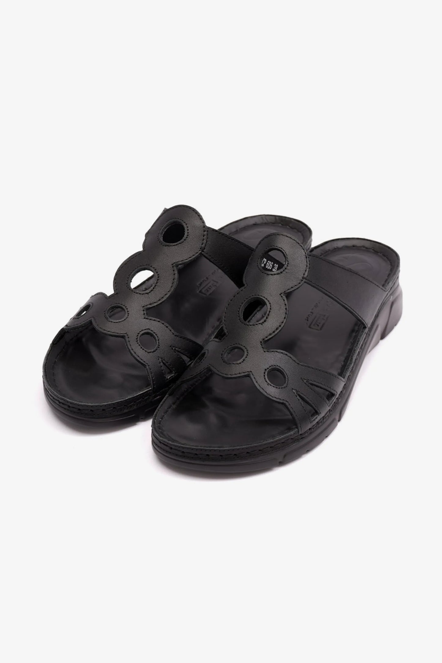 COMFORT PLUS LADIES SANDAL WITH ULTRA MASSAGE POINT BLACK - Seventy7
