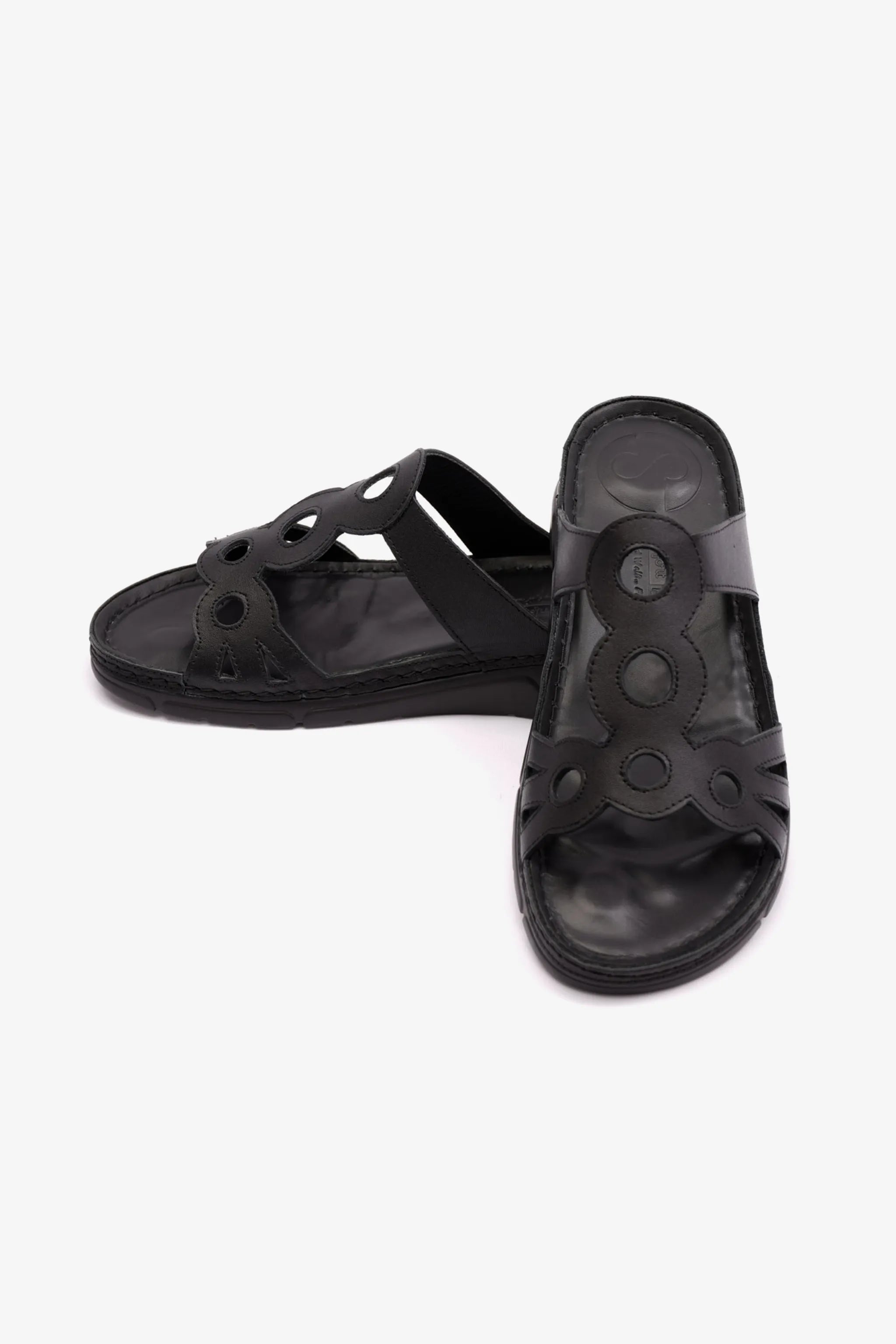 COMFORT PLUS LADIES SANDAL WITH ULTRA MASSAGE POINT BLACK - Seventy7