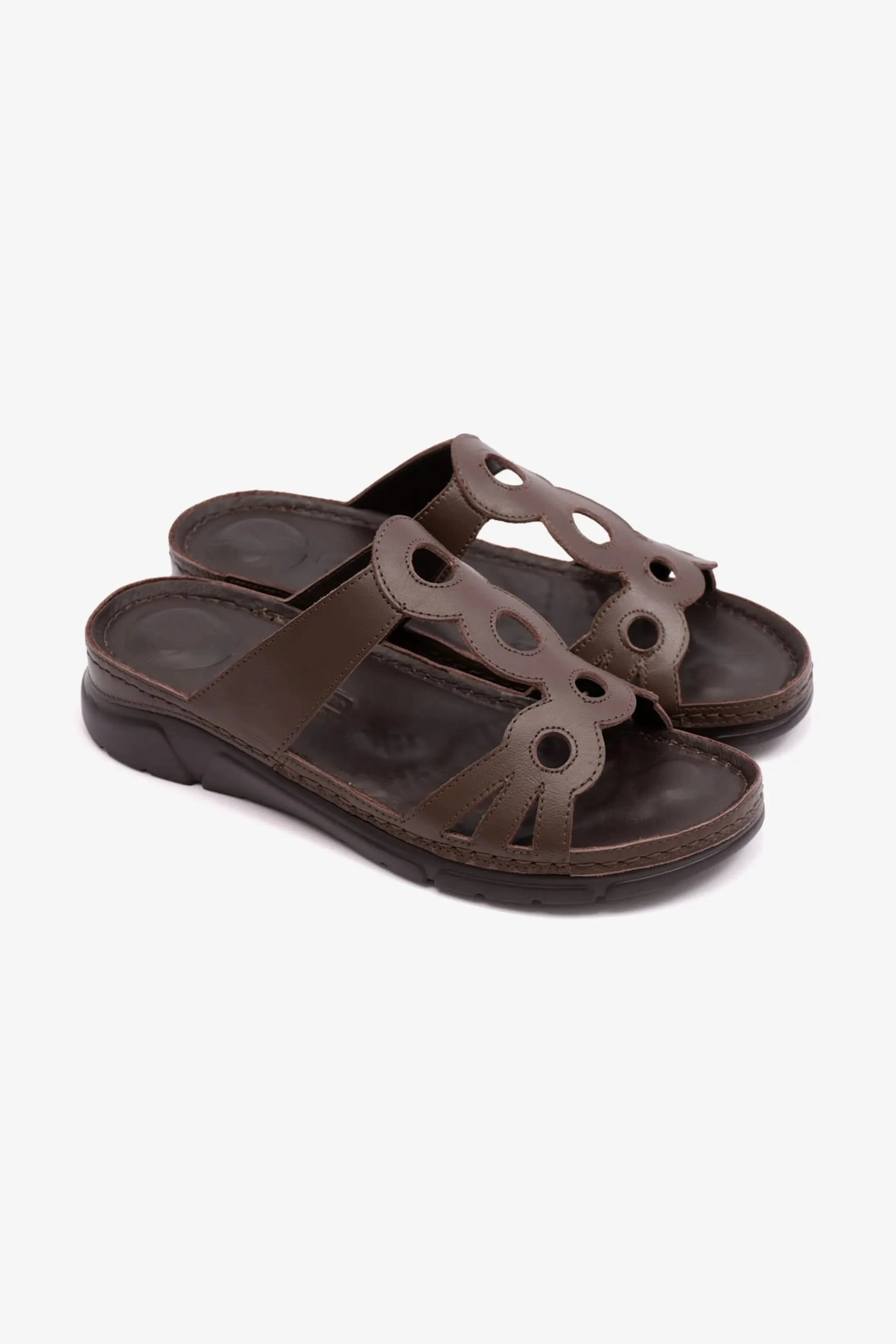 COMFORT PLUS LADIES SANDAL WITH ULTRA MASSAGE POINT BROWN - Seventy7