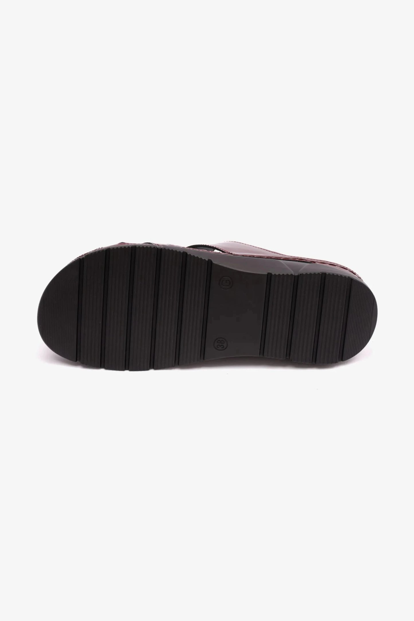 PATENT LEATHER WOMENS COMFORT PLUS SANDALS MAROON - Seventy7