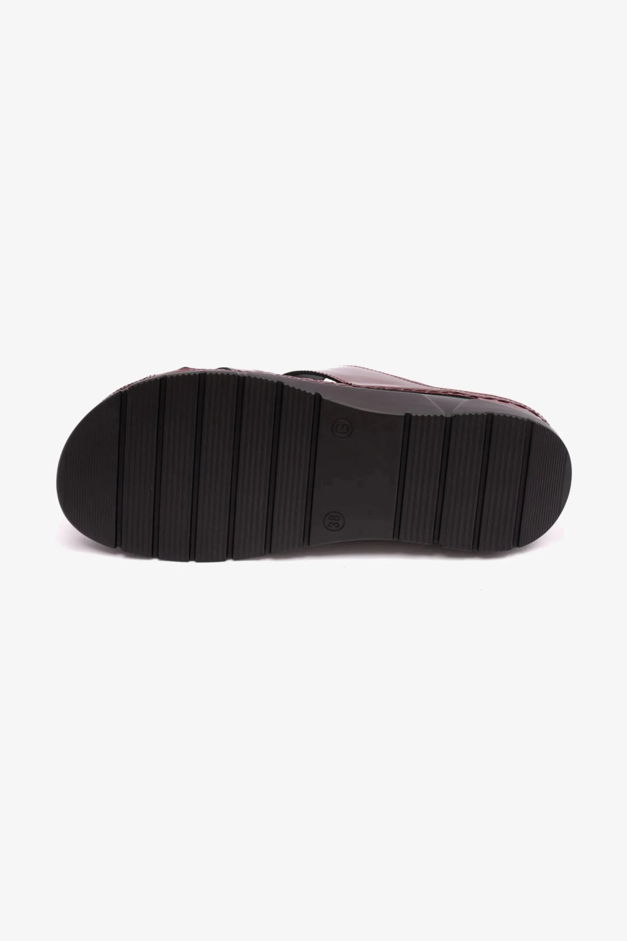 PATENT LEATHER WOMENS COMFORT PLUS SANDALS MAROON - Seventy7
