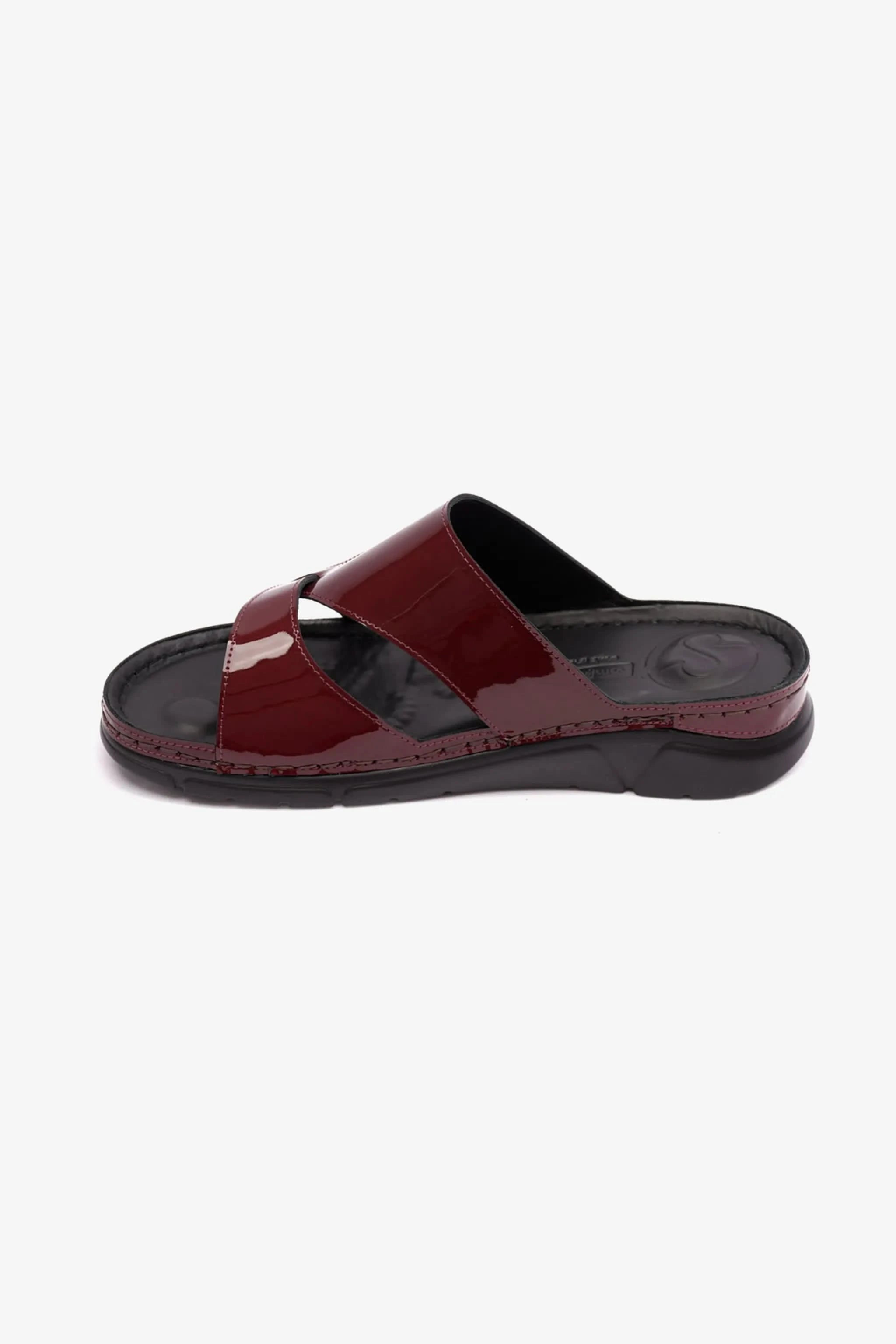 PATENT LEATHER WOMENS COMFORT PLUS SANDALS MAROON - Seventy7
