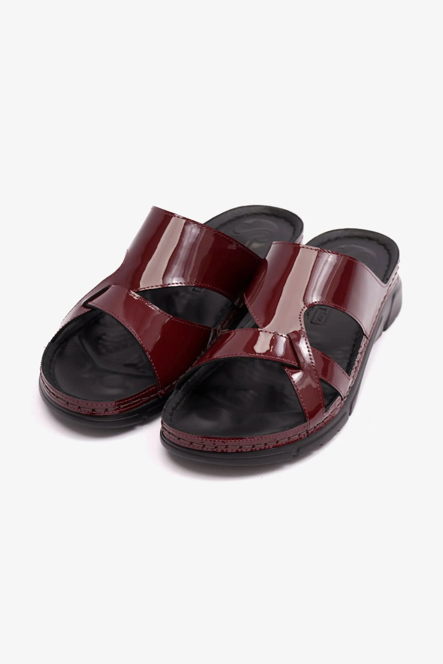PATENT LEATHER WOMENS COMFORT PLUS SANDALS MAROON - Seventy7