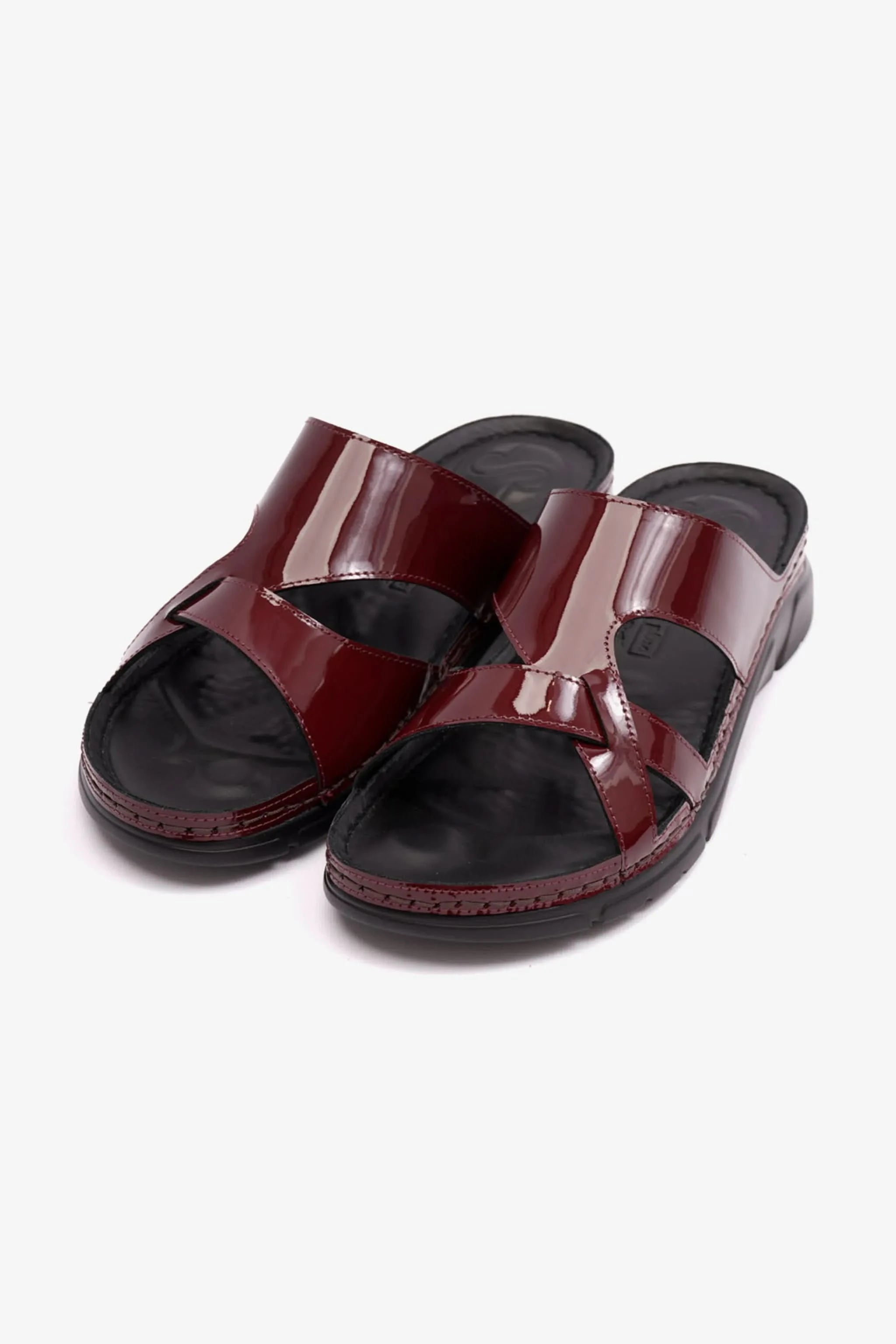 PATENT LEATHER WOMENS COMFORT PLUS SANDALS MAROON - Seventy7