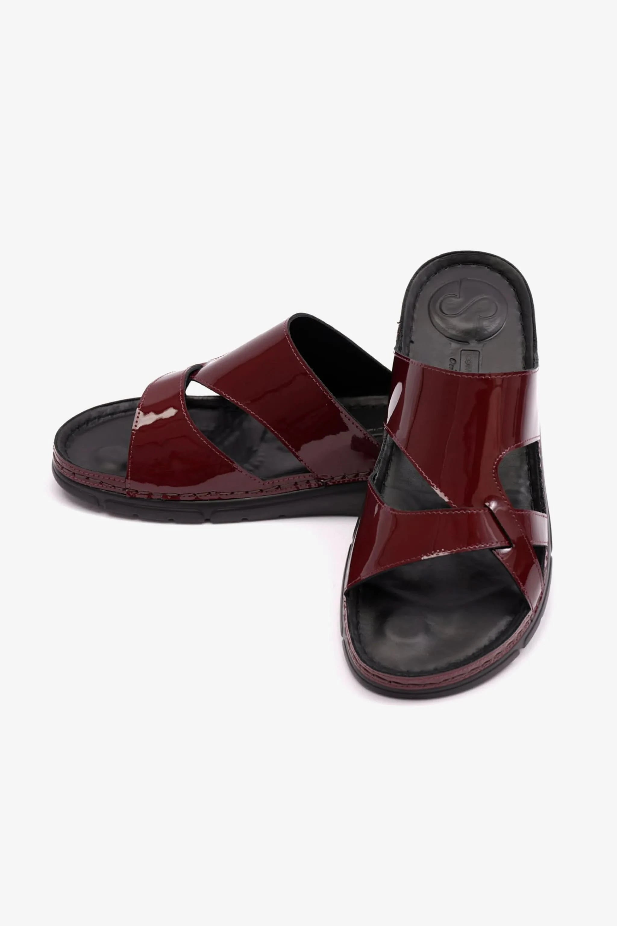 PATENT LEATHER WOMENS COMFORT PLUS SANDALS MAROON - Seventy7